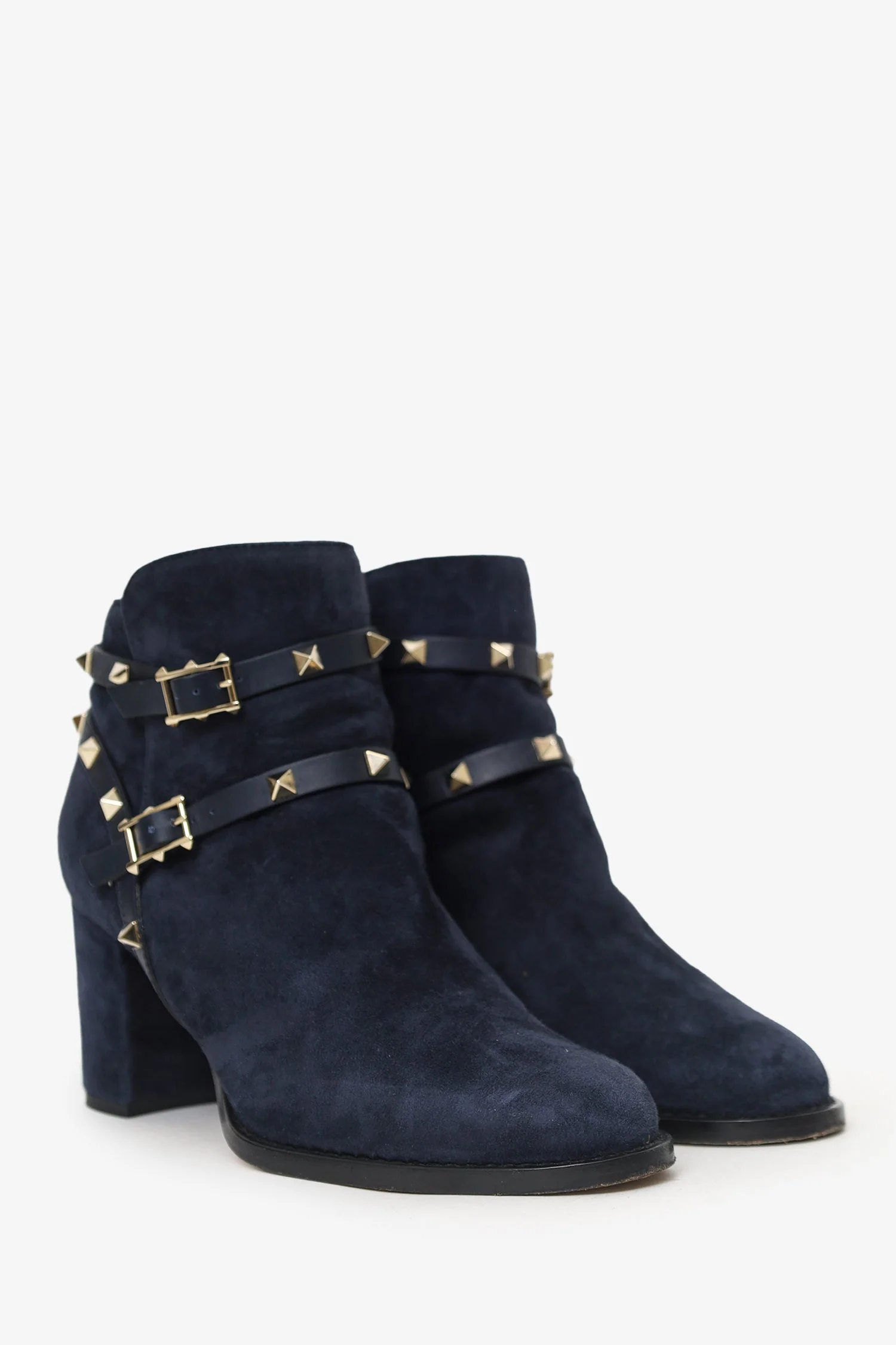 Valentino Navy Suede Rockstud Ankle Boots Size 38 - Image 2