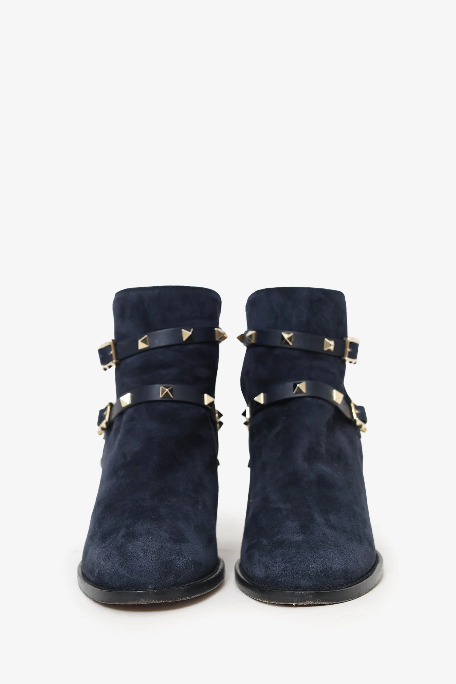 Valentino Navy Suede Rockstud Ankle Boots Size 38 - Image 3