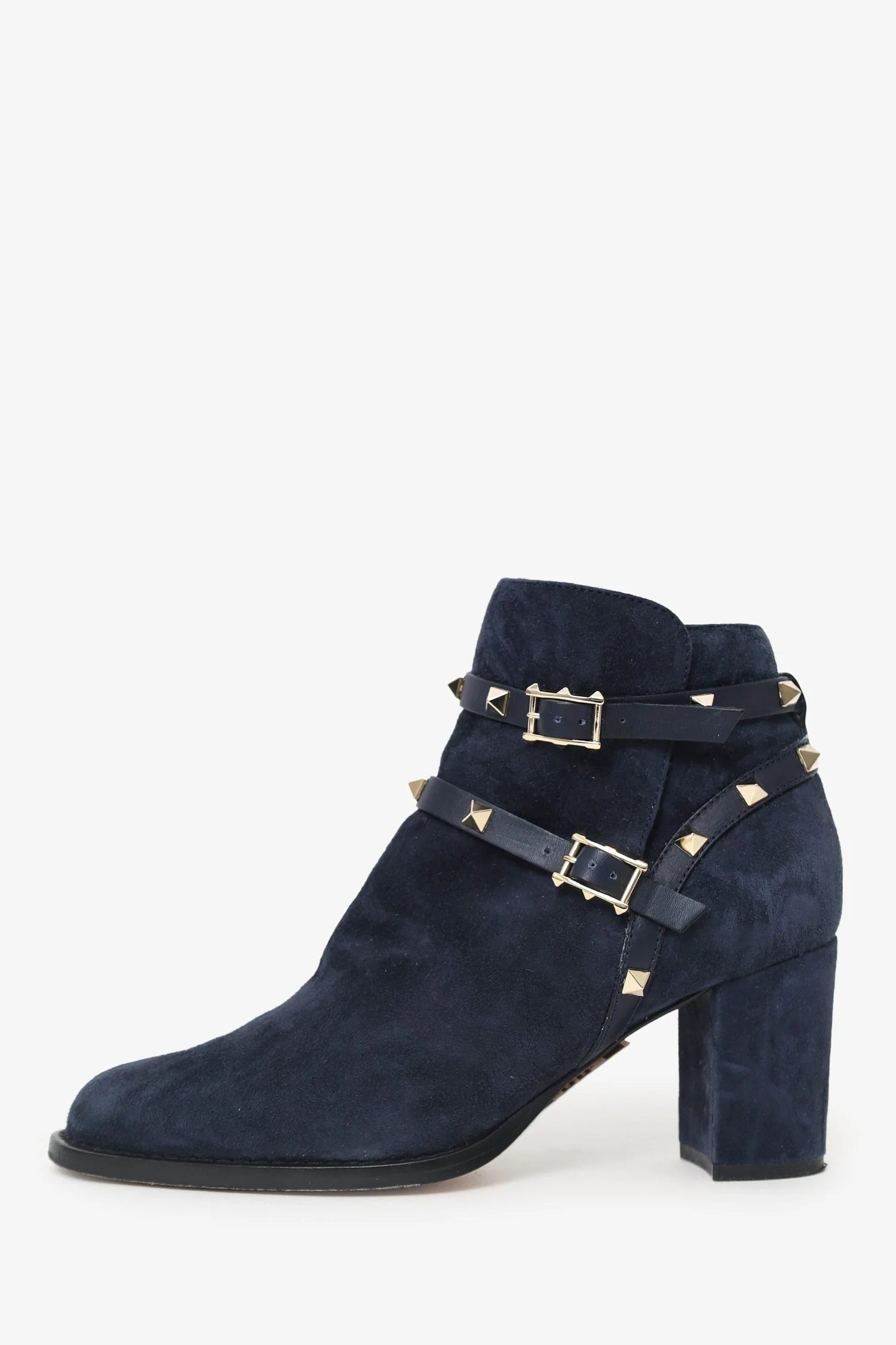 Valentino Navy Suede Rockstud Ankle Boots Size 38 - Image 4