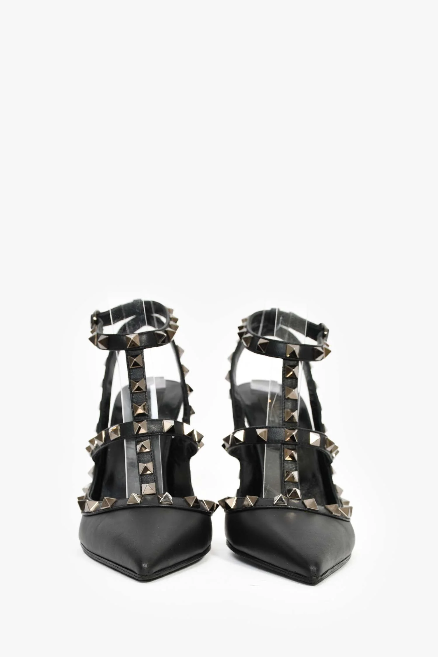 Valentino Noir Black Leather Cage Rockstud Heels Size 36 - Image 3
