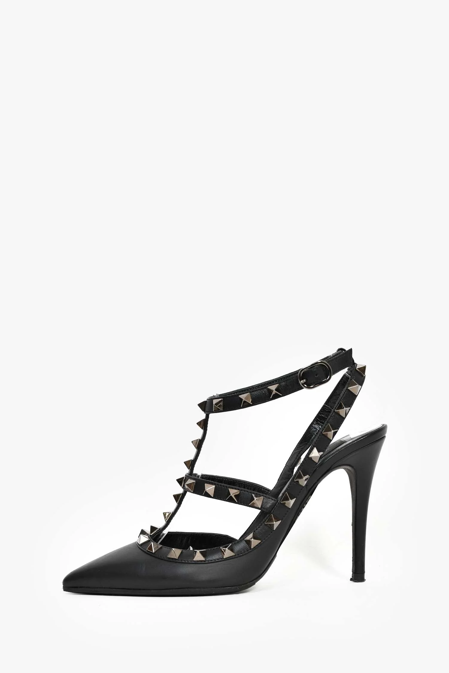 Valentino Noir Black Leather Cage Rockstud Heels Size 36 - Image 4