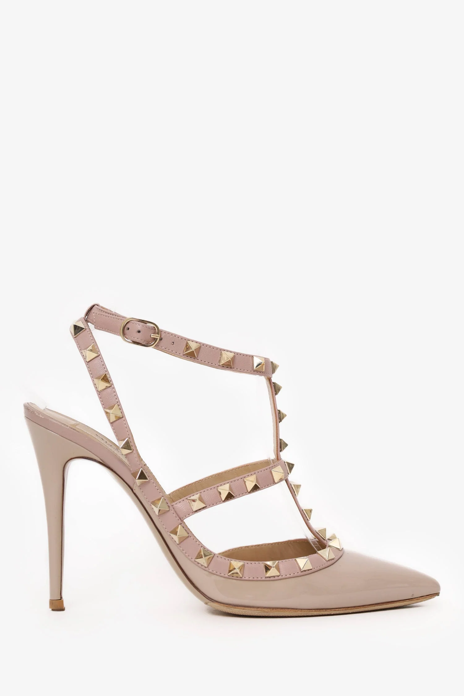 Valentino Nude Patent Cage Rockstud Heels Size 39 - Image 3