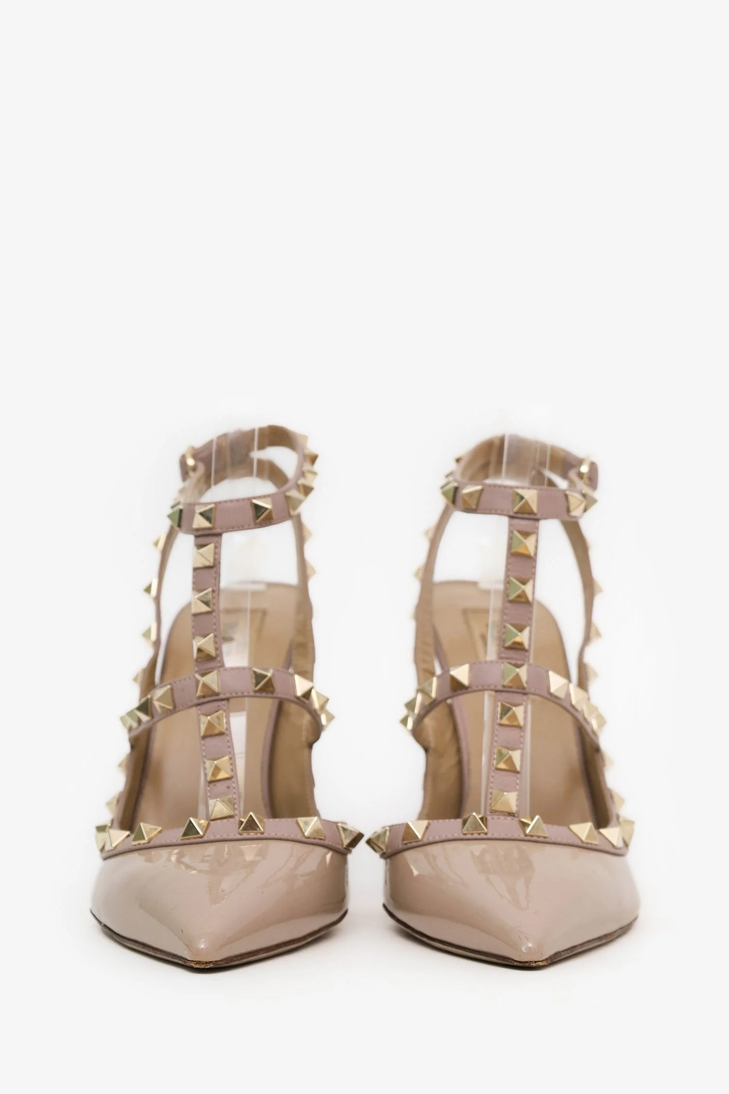Valentino Nude Patent Leather Cage Rockstud Heels Size 39.5 - Image 3