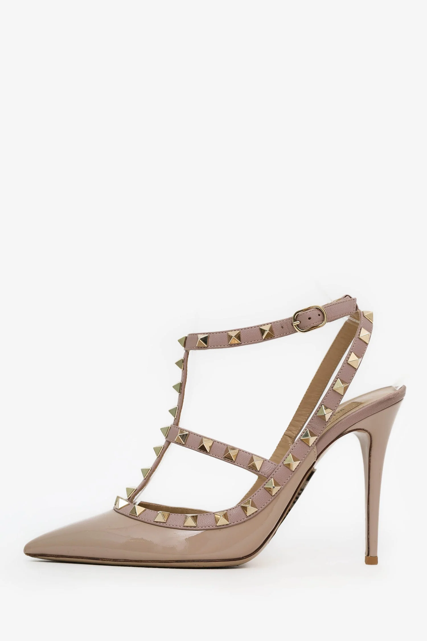 Valentino Nude Patent Leather Cage Rockstud Heels Size 39.5 - Image 4