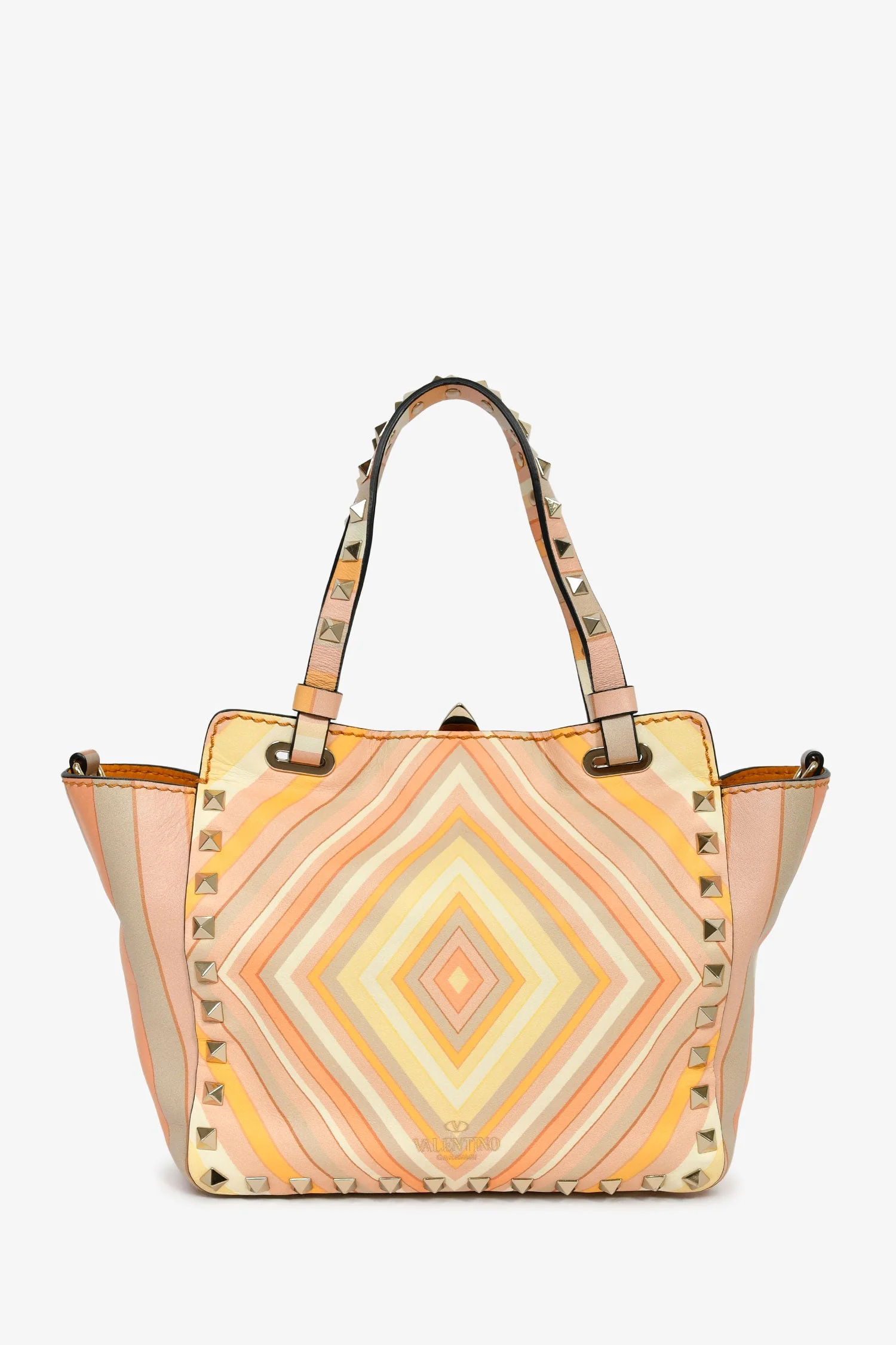Valentino Orange Multicolour Rockstud Top Handle with Strap - Image 2