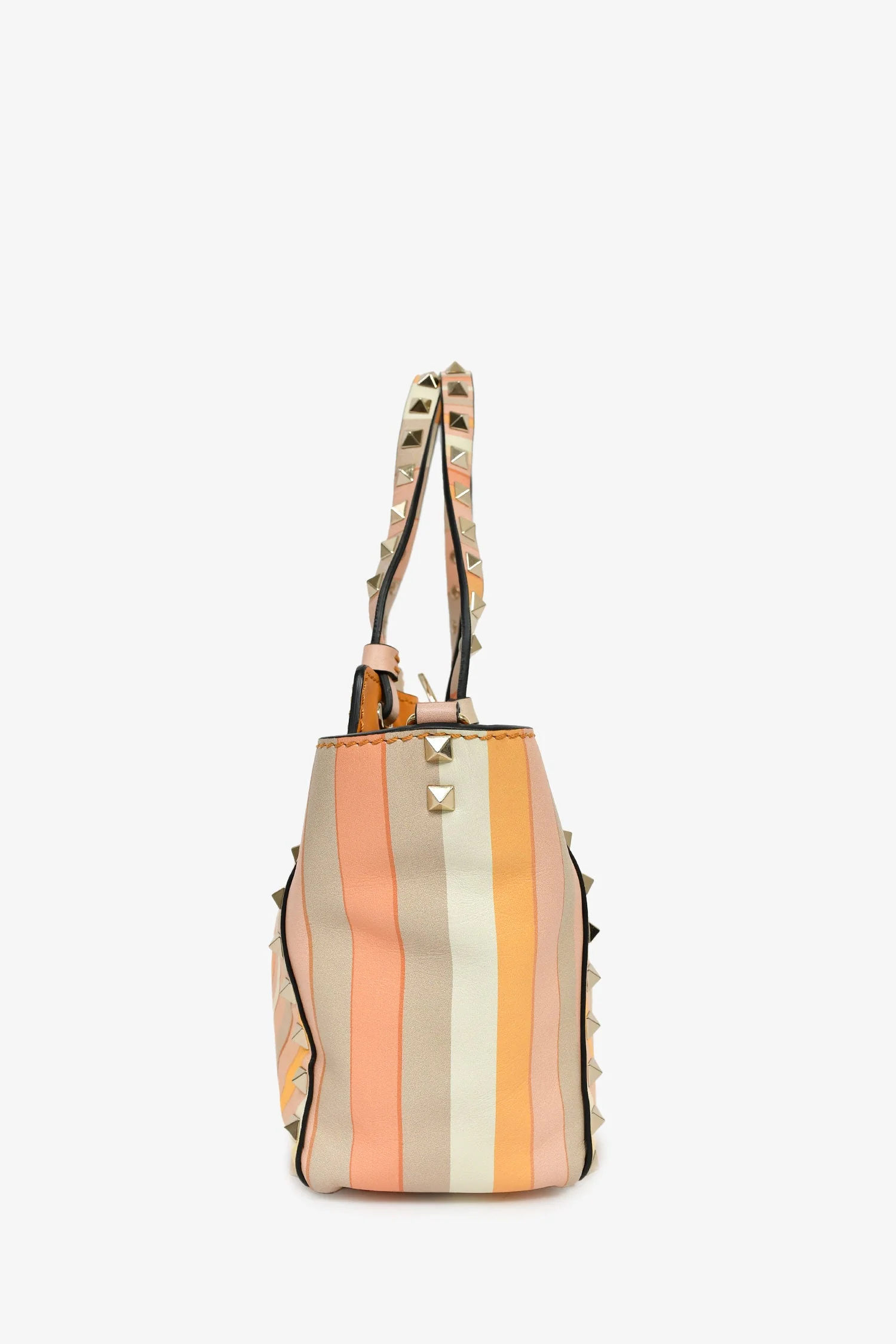 Valentino Orange Multicolour Rockstud Top Handle with Strap - Image 3