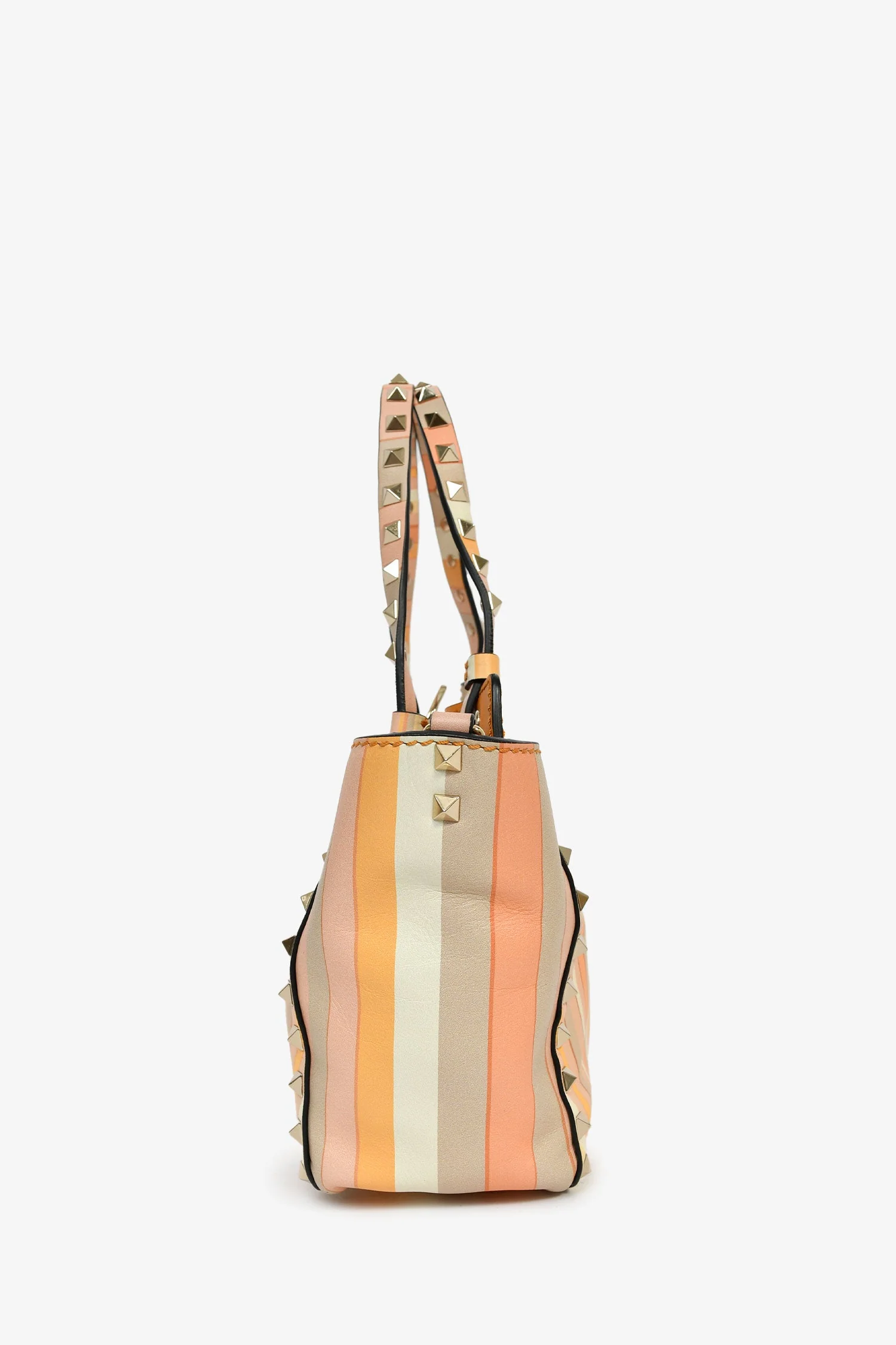Valentino Orange Multicolour Rockstud Top Handle with Strap - Image 4