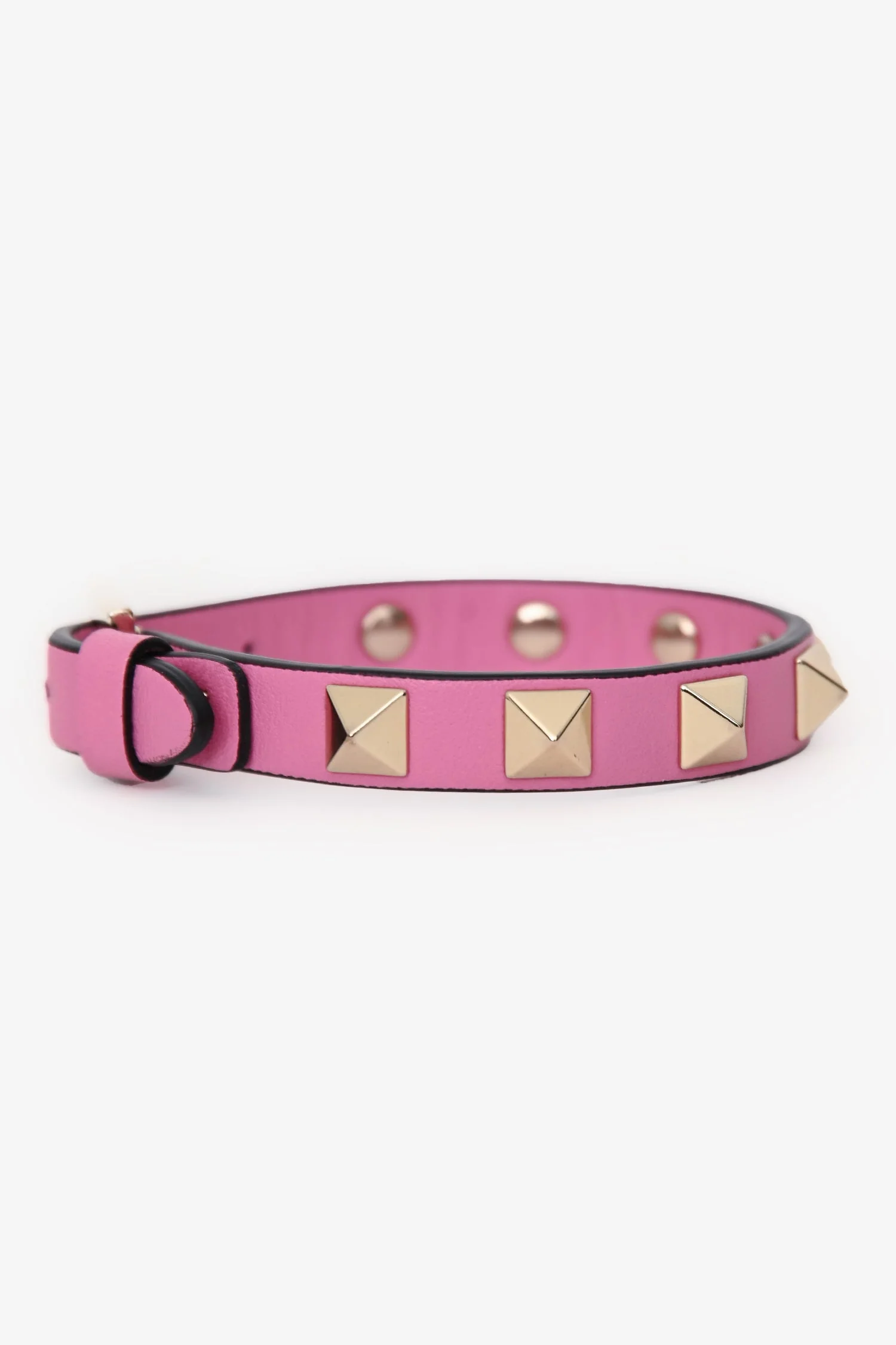 Valentino Pink Leather Rockstud Bracelet - Image 2