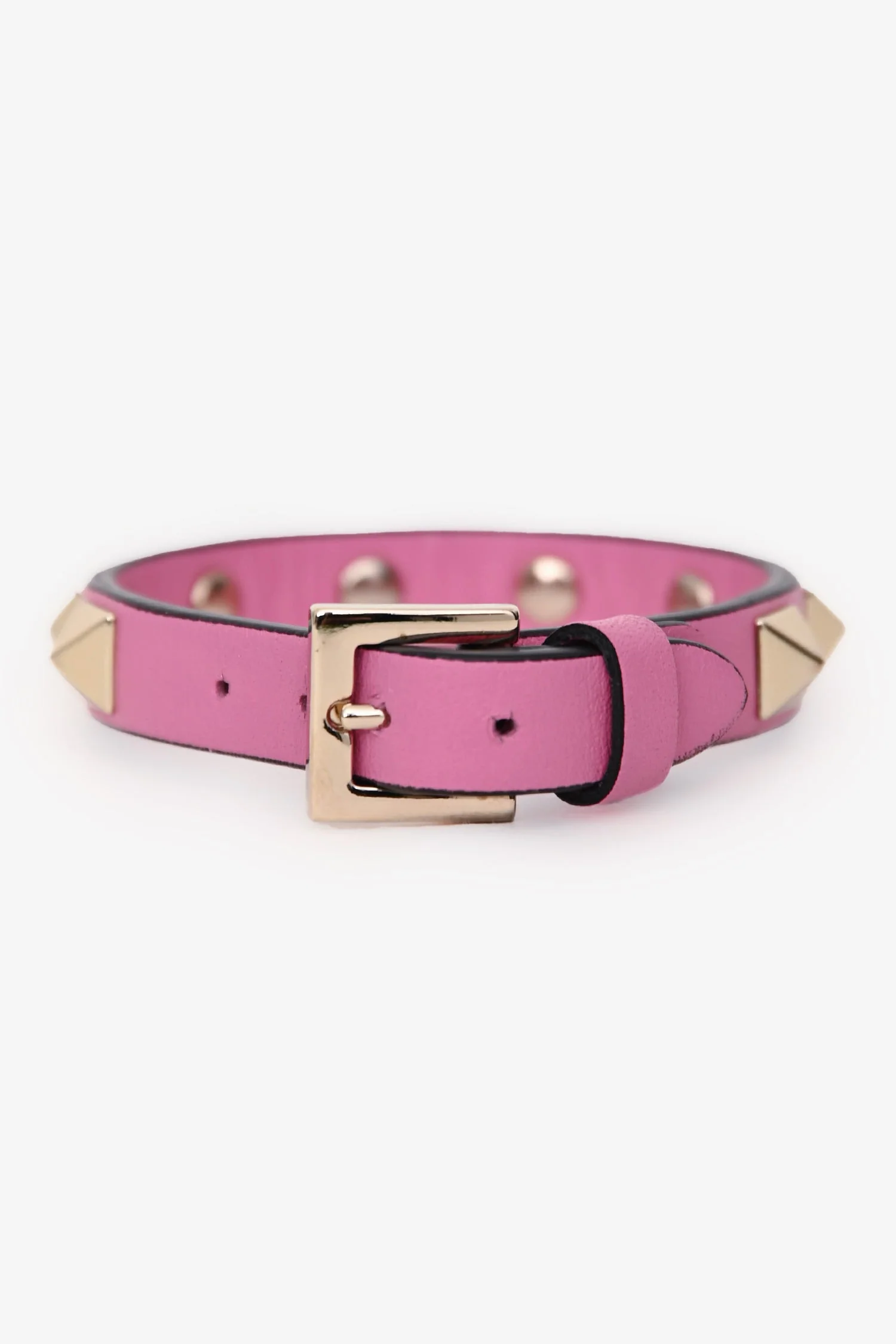 Valentino Pink Leather Rockstud Bracelet - Image 3