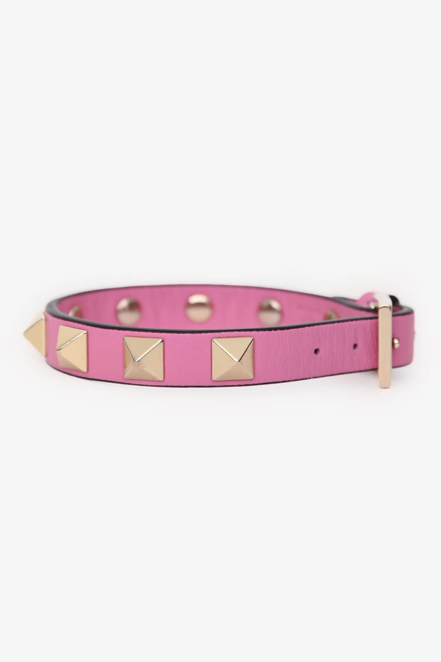 Valentino Pink Leather Rockstud Bracelet - Image 4