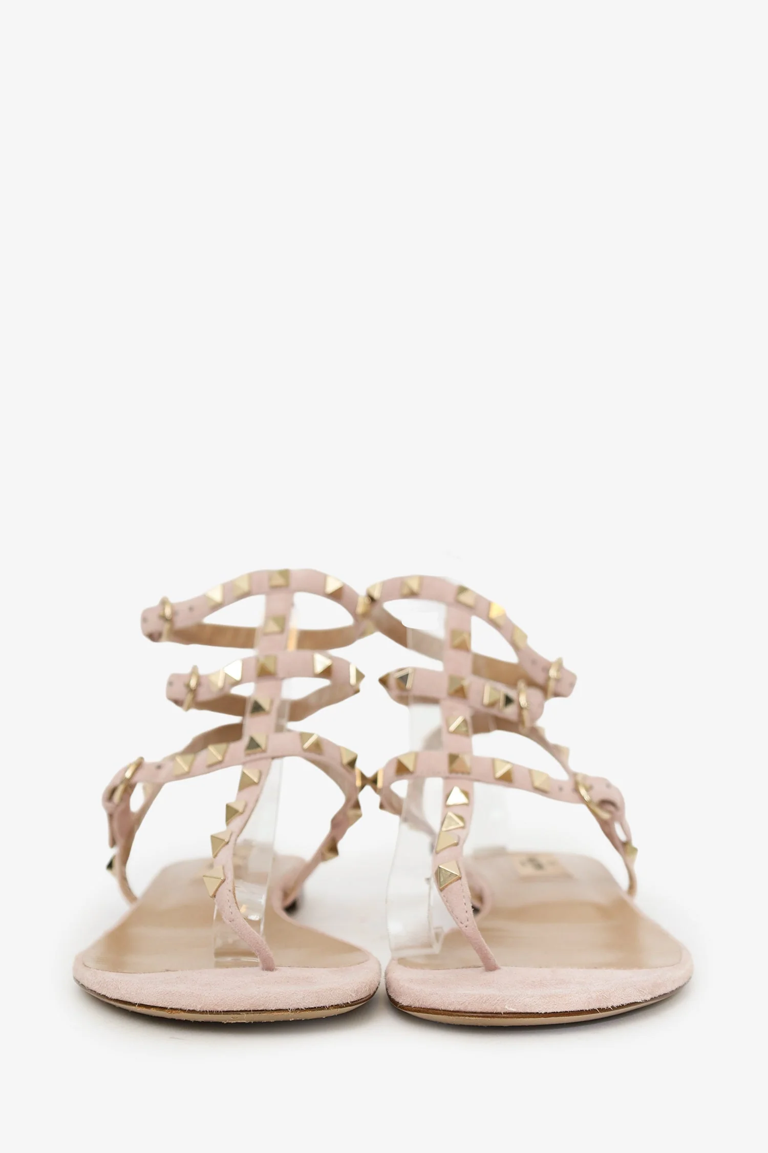 Valentino Pink Suede Rockstud Flat Thong Sandals Size 40 - Image 3