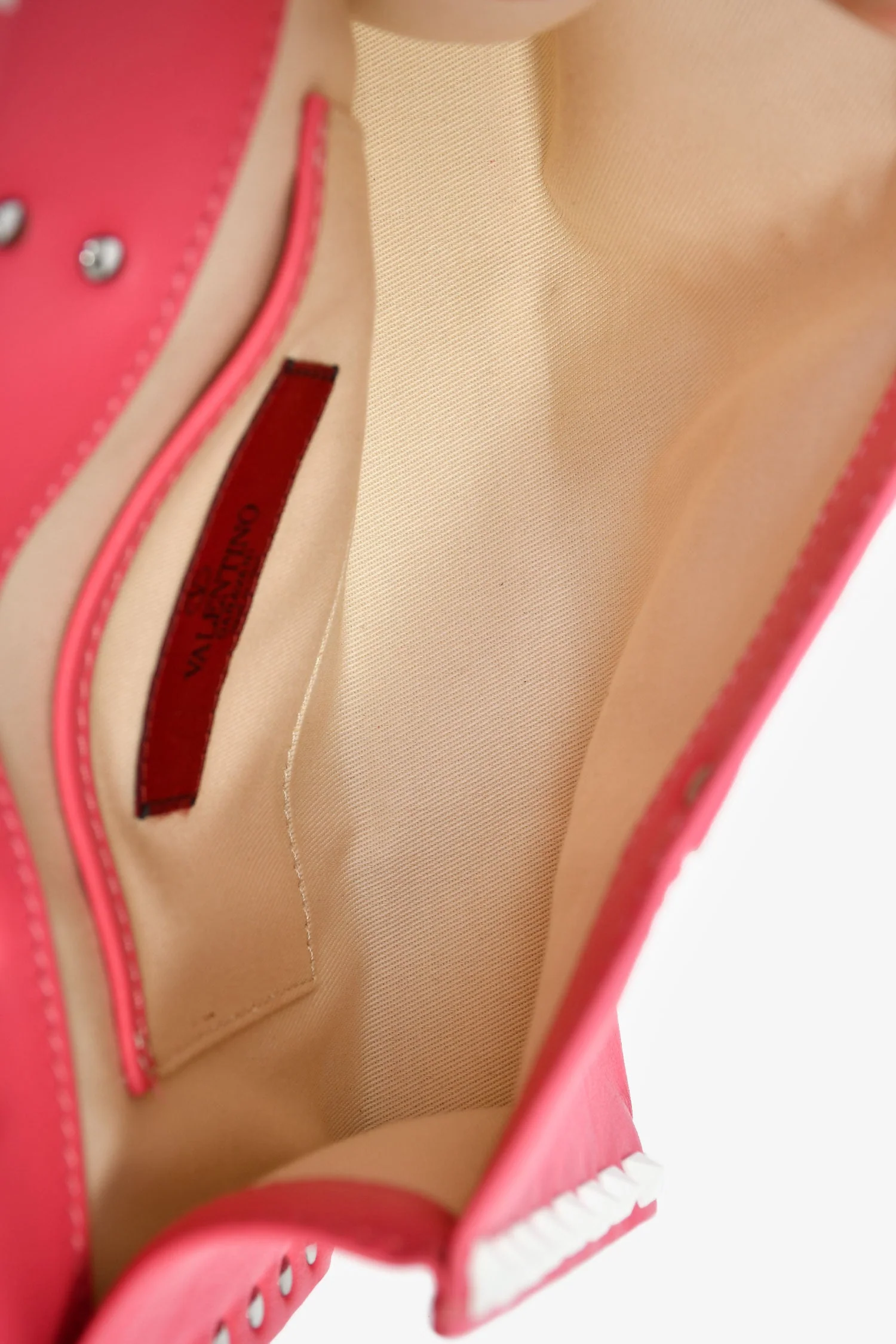 Valentino Pink/White Calfskin Rockstud Shoulder Bag - Image 6