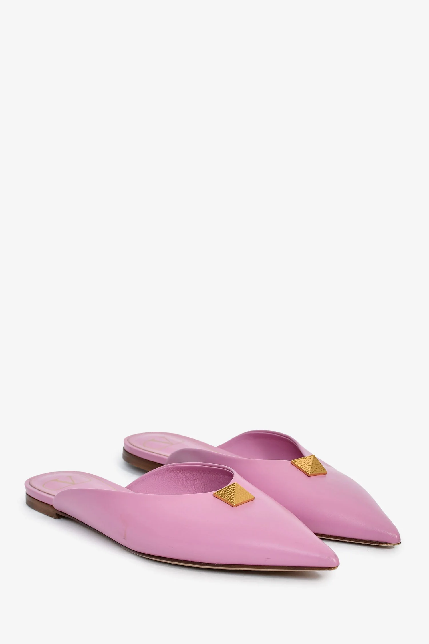 Valentino Purple Leather Roman Rockstud Pointed Flats Size 37 - Image 2