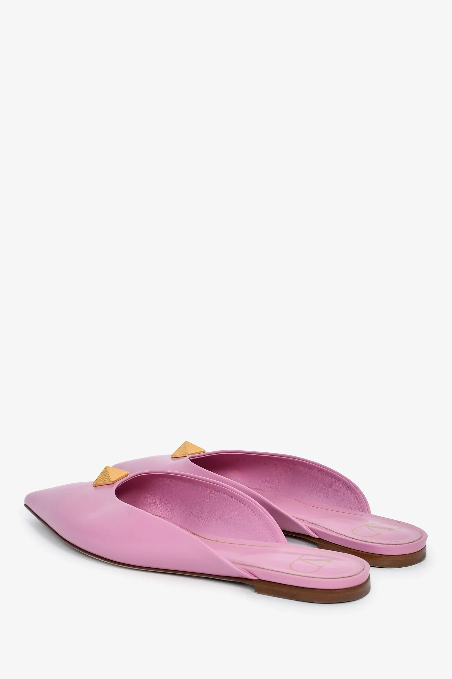 Valentino Purple Leather Roman Rockstud Pointed Flats Size 37 - Image 4
