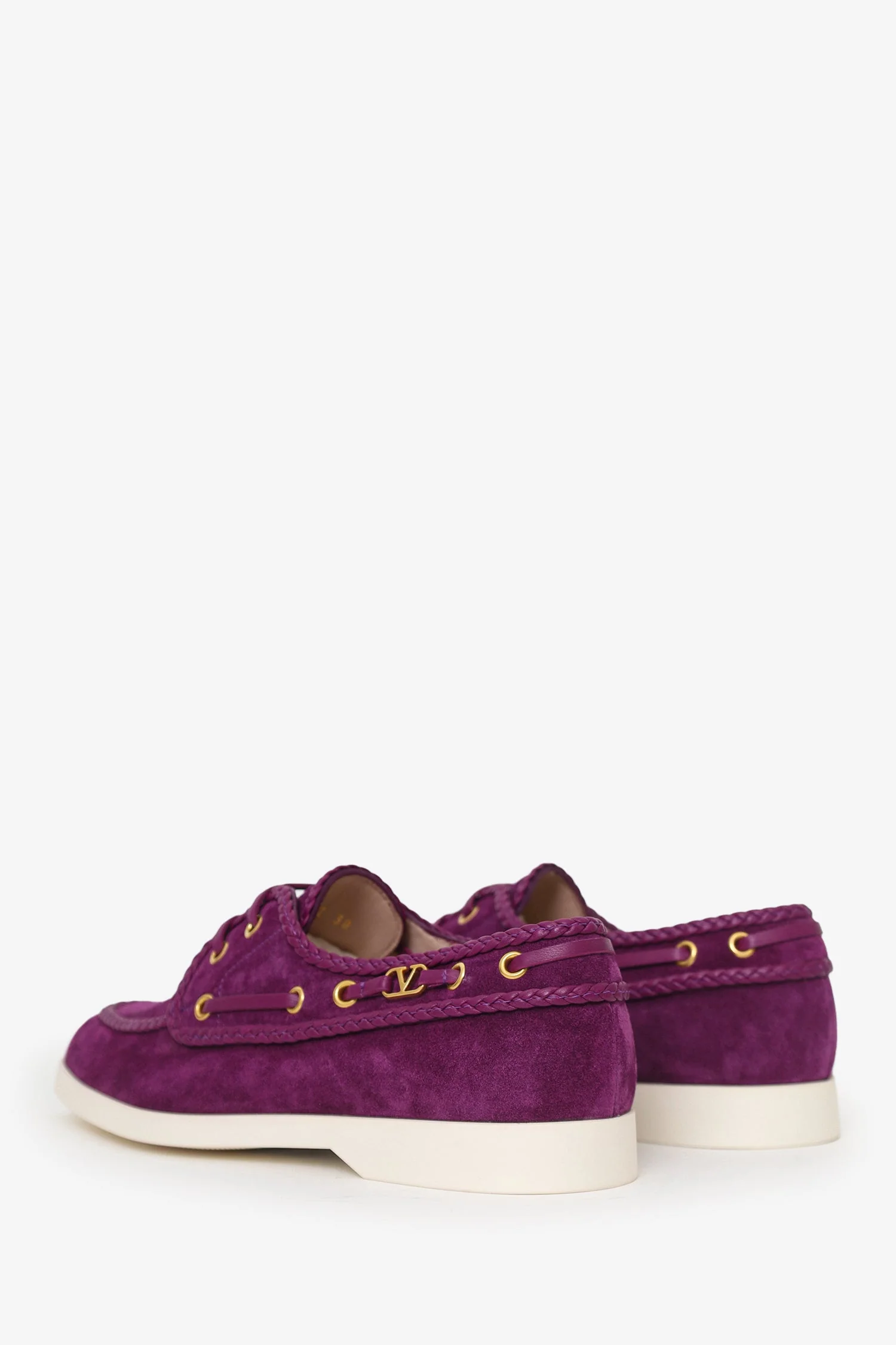 Valentino Purple Suede Palm Avenue Boat Shoes Size 38 - Image 4