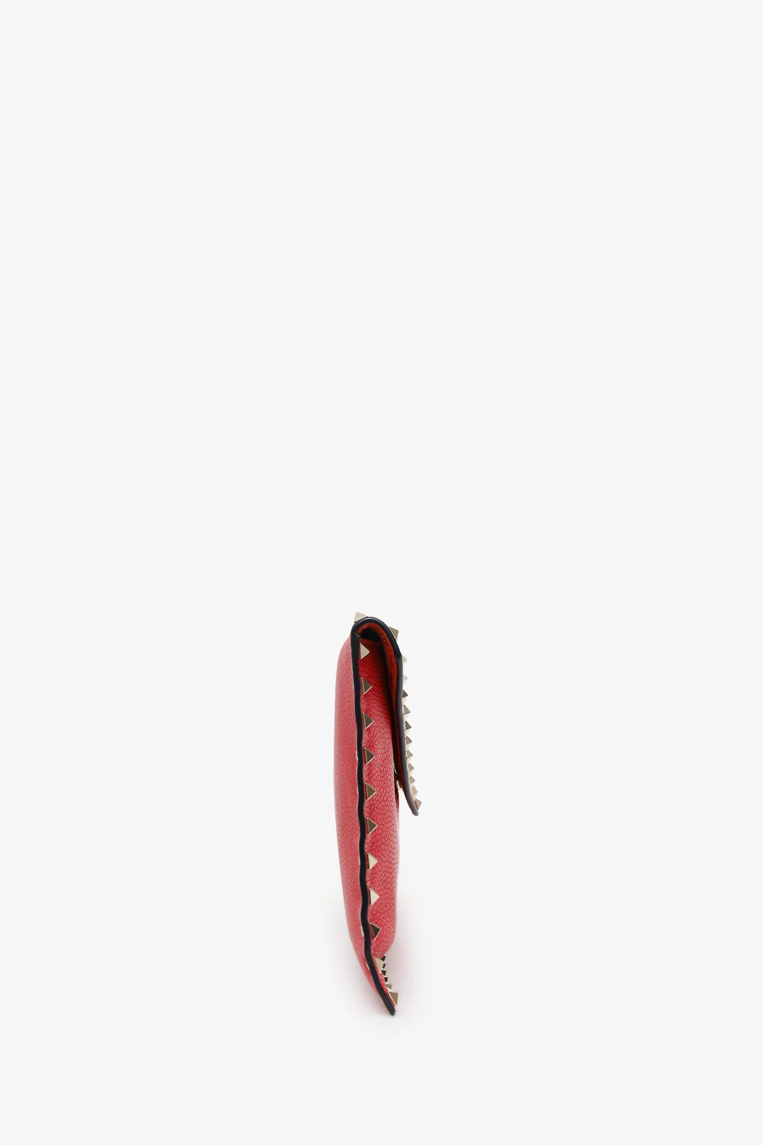 Valentino Red Leather Large Rockstud Envelope Clutch - Image 3