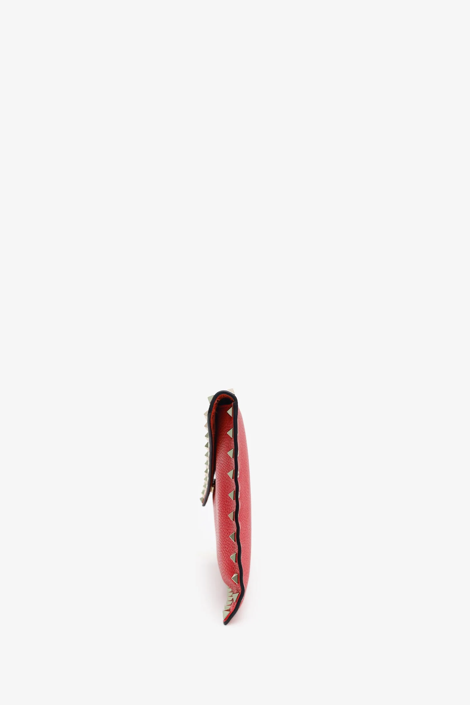 Valentino Red Leather Large Rockstud Envelope Clutch - Image 4