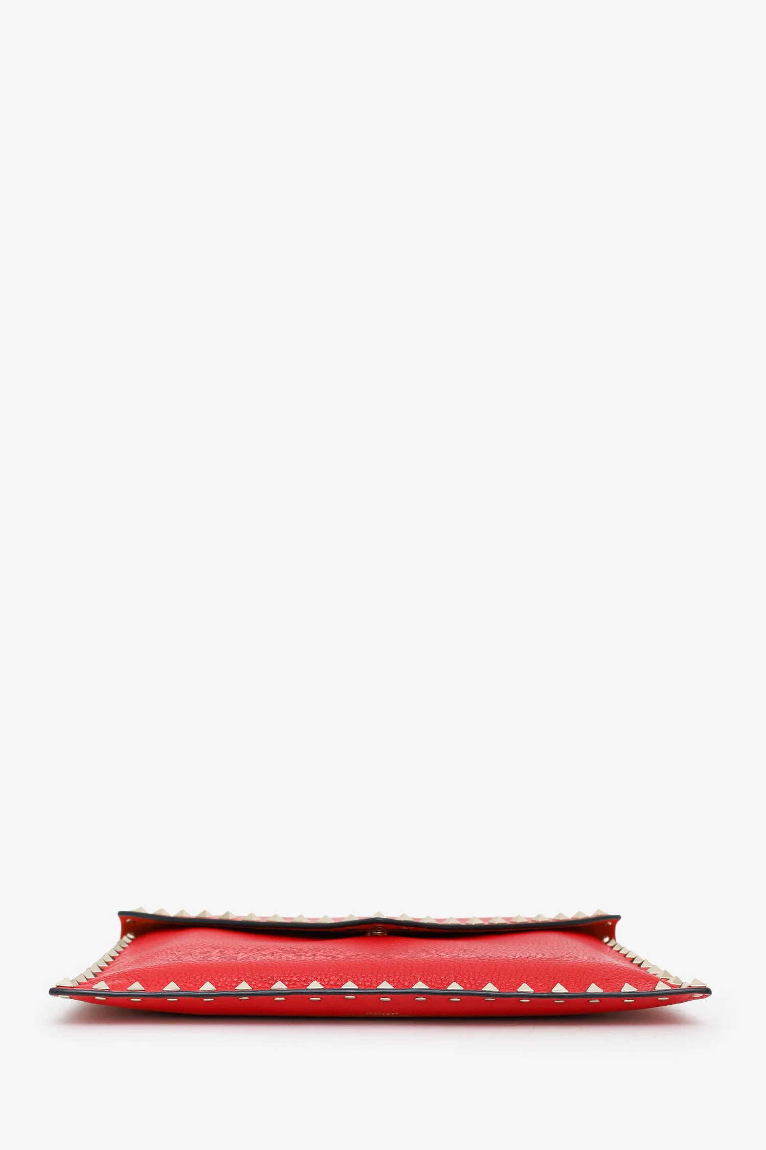 Valentino Red Leather Large Rockstud Envelope Clutch - Image 5