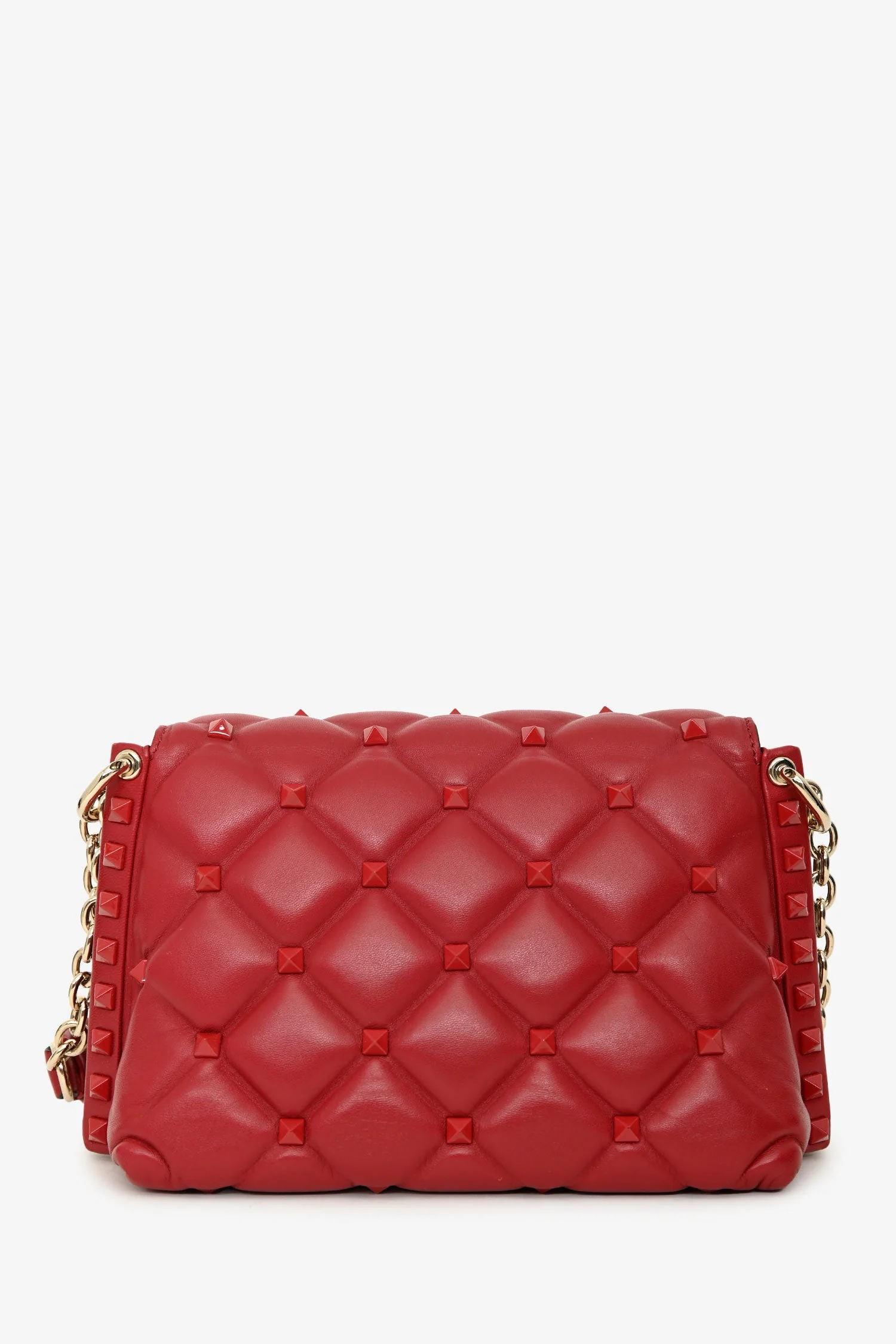 Valentino Red Quilted Leather Medium Candystud Top Handle Crossbody Bag - Image 2