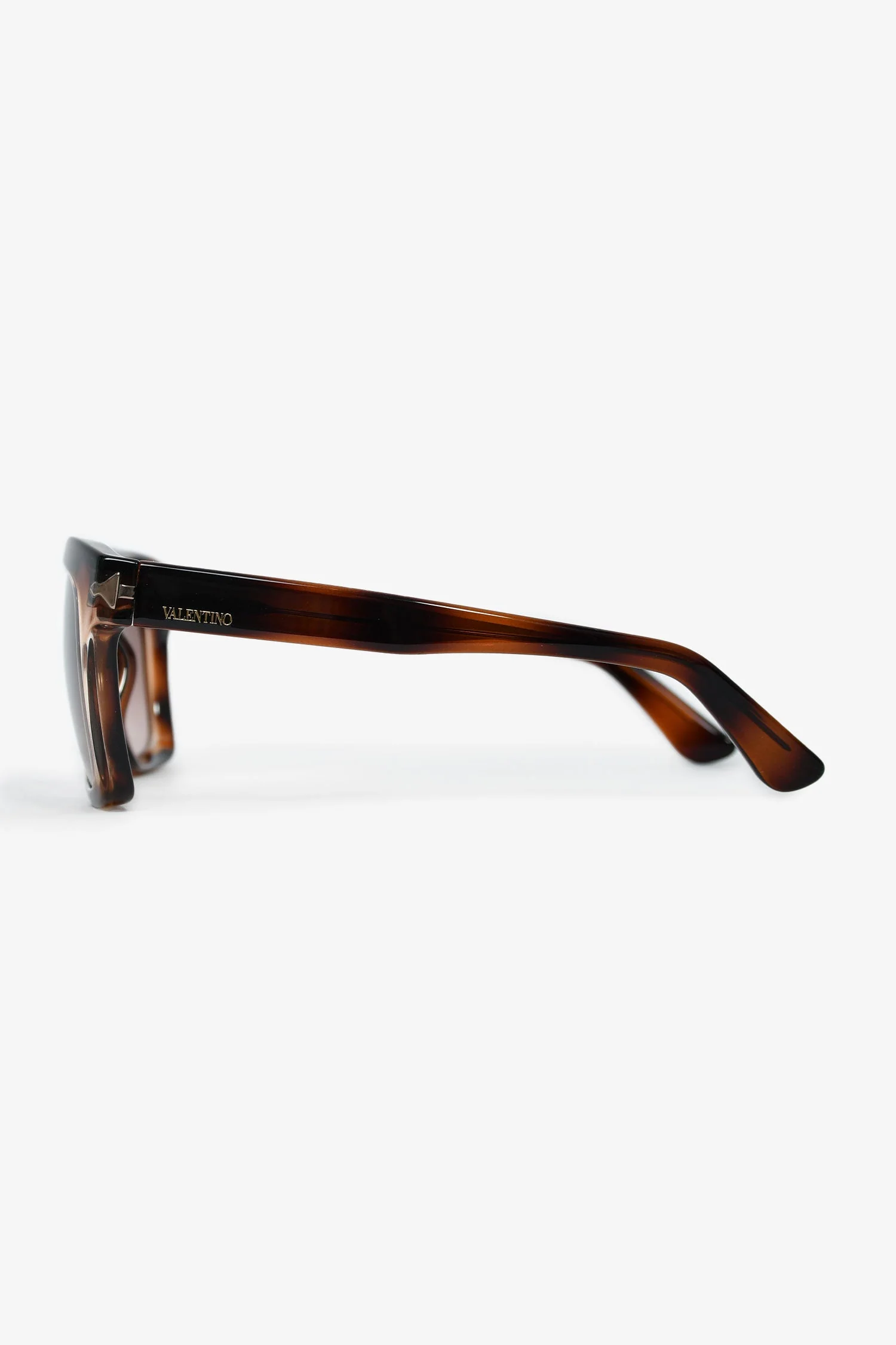 Valentino Tortoiseshell Square Frame Rockstud Detail Sunglasses - Image 3