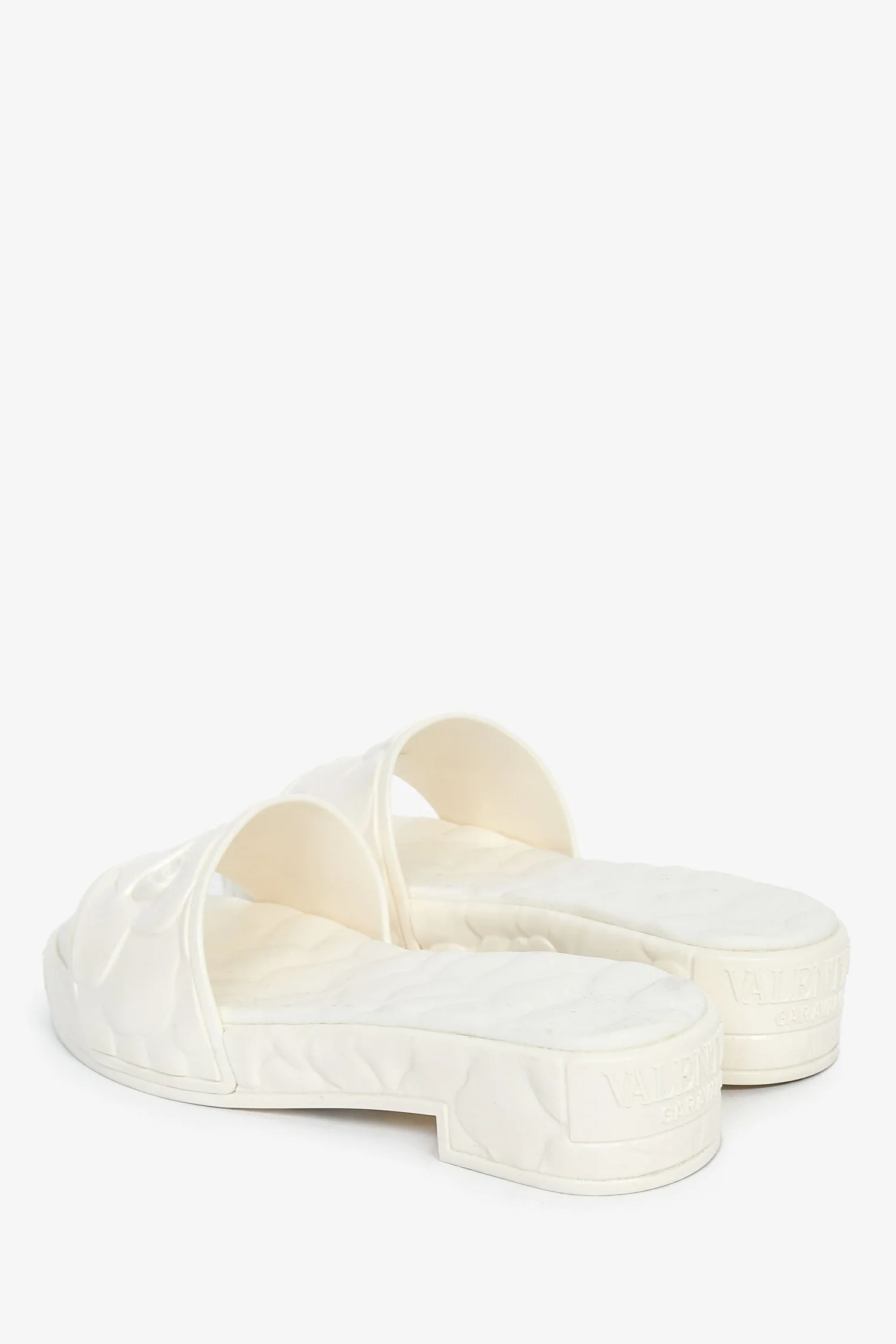 Valentino White Floral Rubber Heeled Sandals Size 36 - Image 4