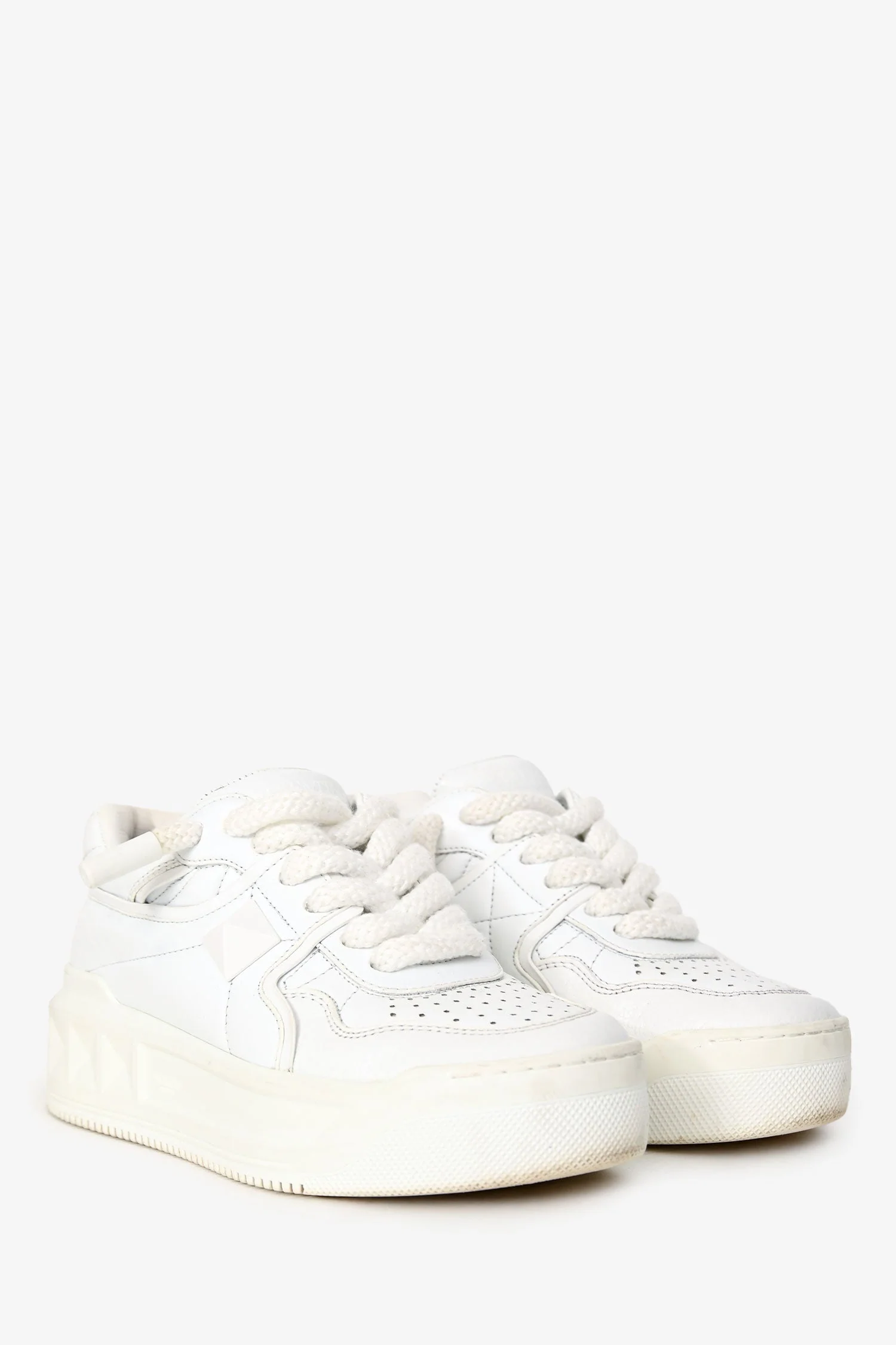 Valentino White Leather One Stud X1 Low Top Sneakers Size 37 - Image 2