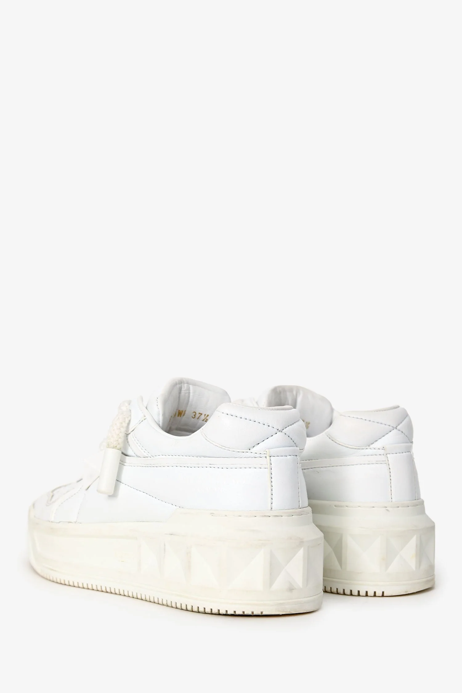 Valentino White Leather One Stud X1 Low Top Sneakers Size 37 - Image 4