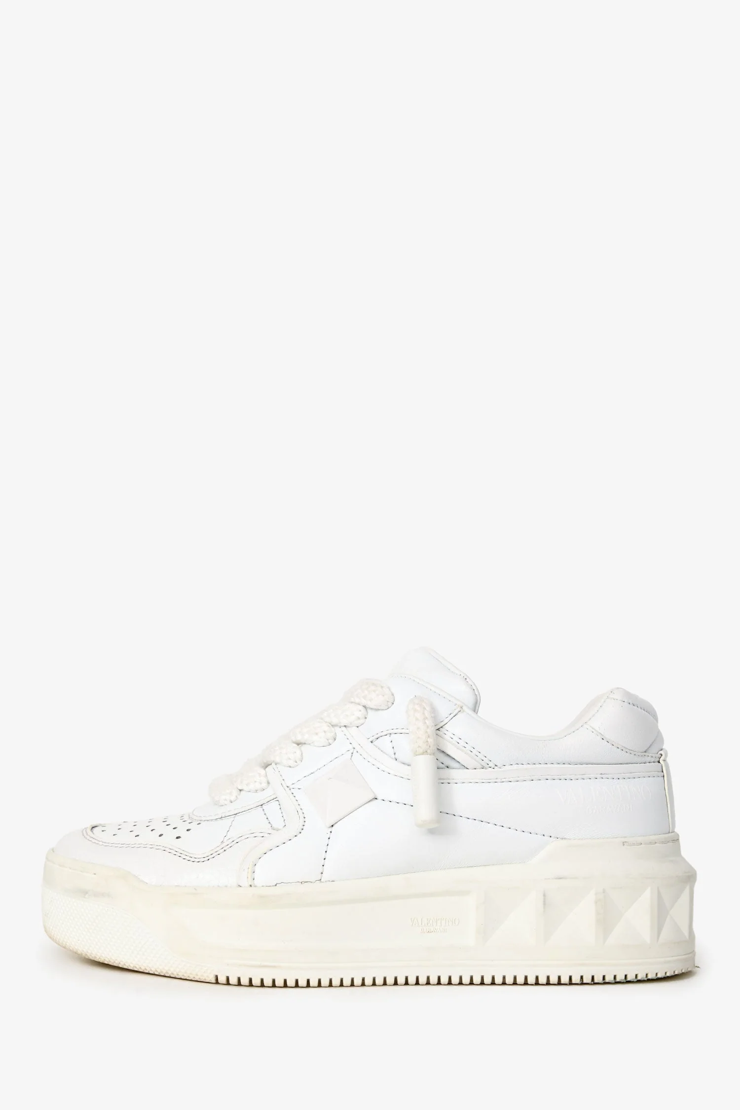 Valentino White Leather One Stud X1 Low Top Sneakers Size 37 - Image 5