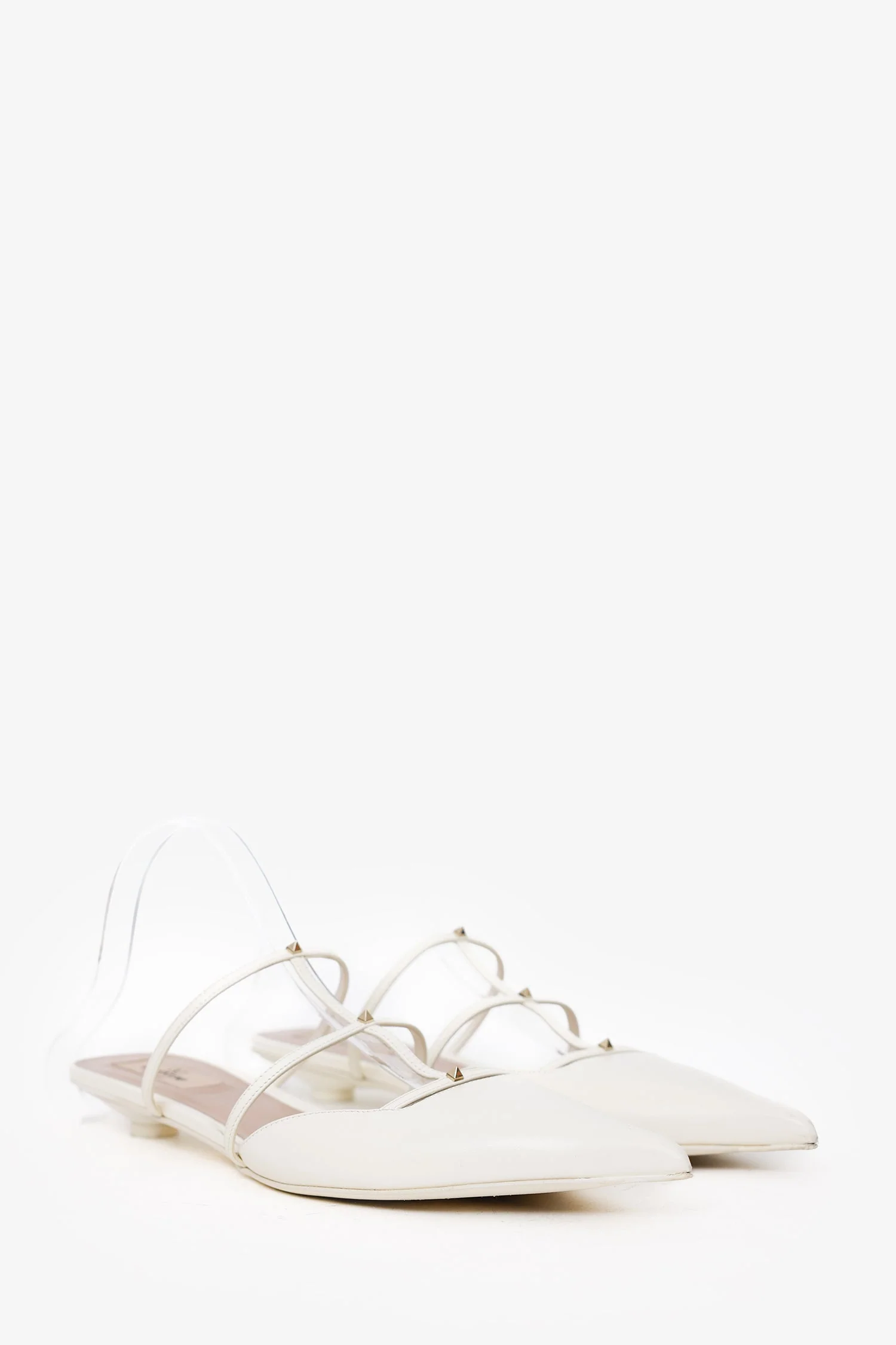 Valentino White Leather Pointed Toe Cage Mules Size 39.5 - Image 2