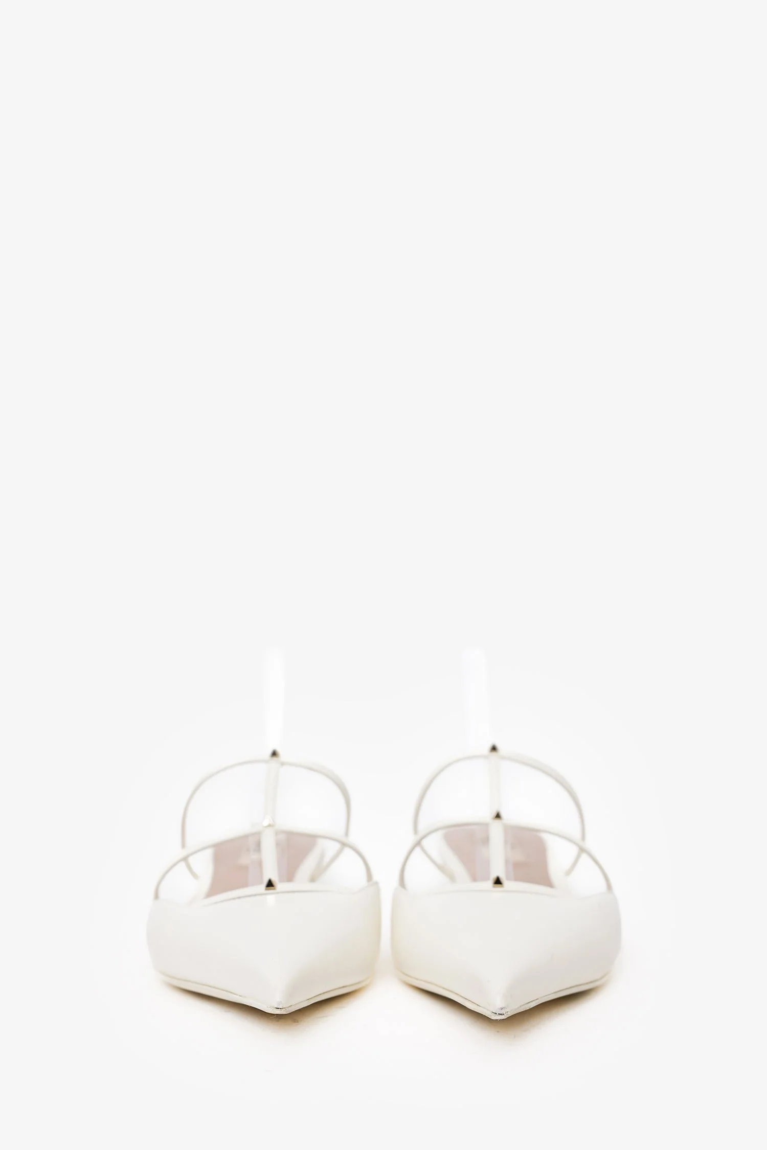 Valentino White Leather Pointed Toe Cage Mules Size 39.5 - Image 3