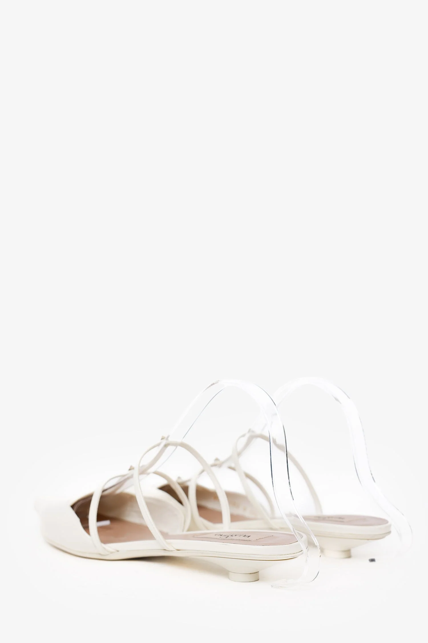 Valentino White Leather Pointed Toe Cage Mules Size 39.5 - Image 4