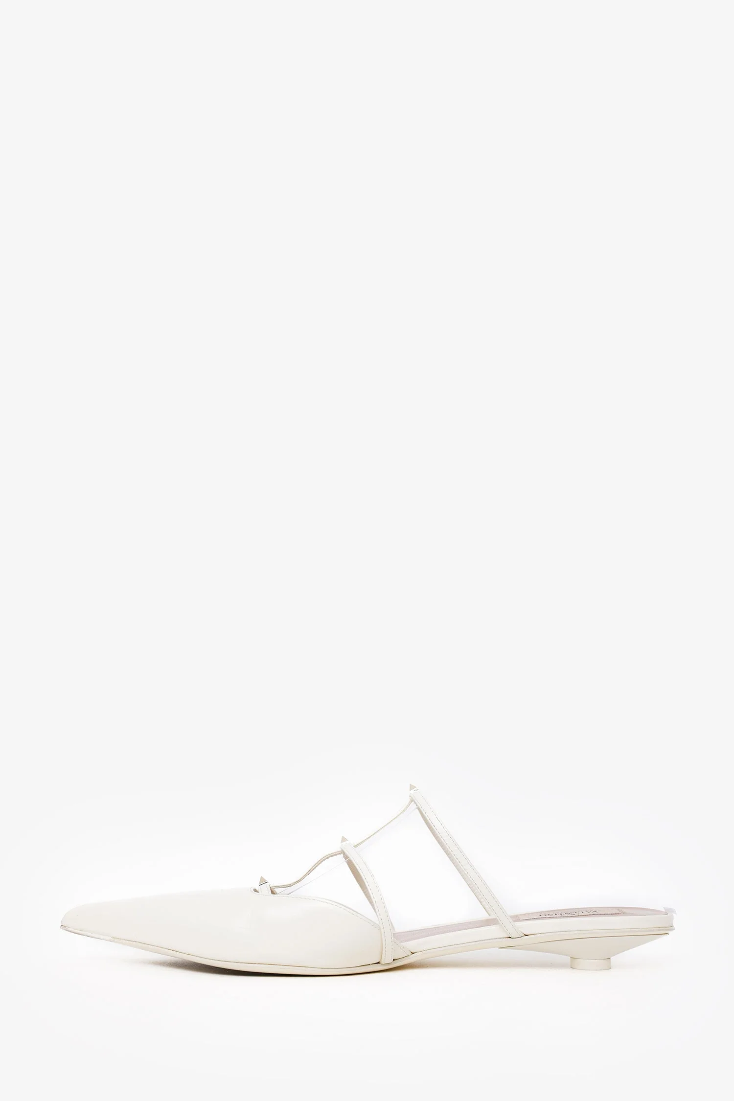 Valentino White Leather Pointed Toe Cage Mules Size 39.5 - Image 5