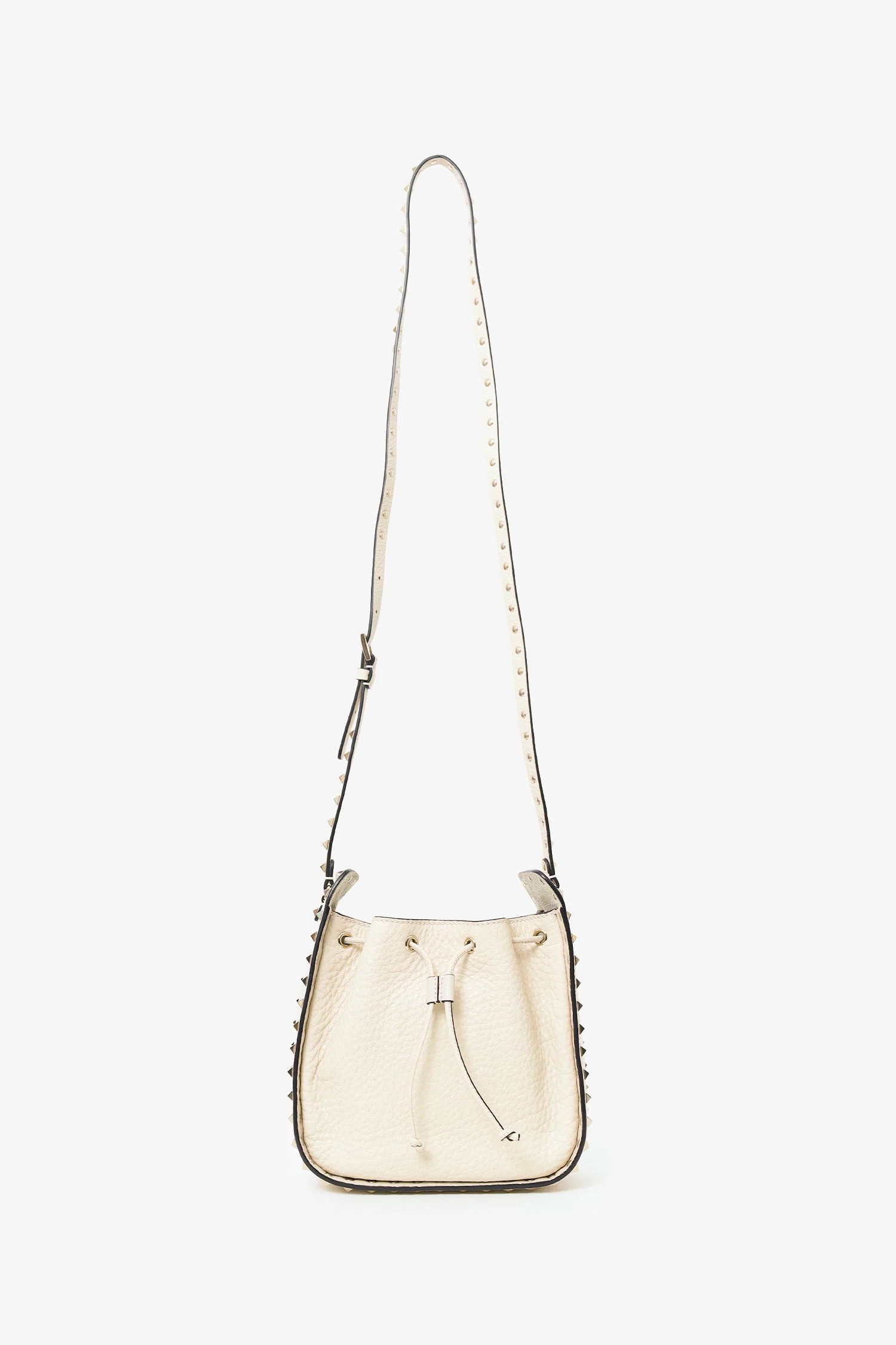 Valentino White Leather Rockstud Bucket Bag - Image 6