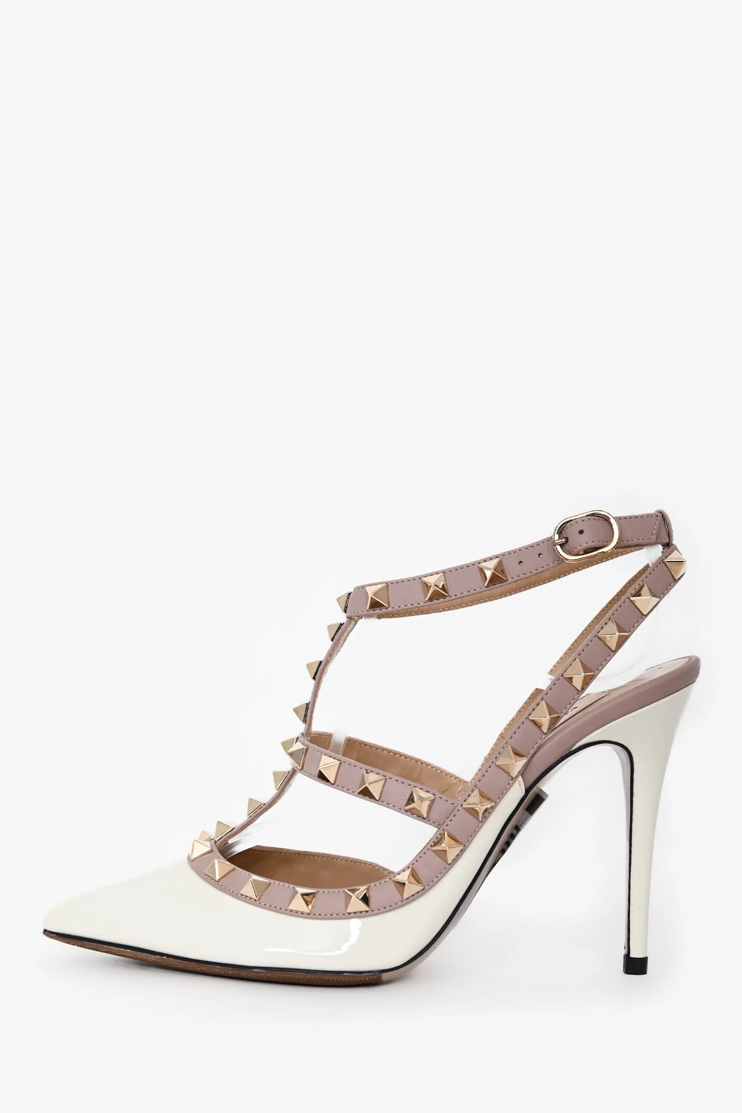 Valentino White Patent Leather Rockstud Cage Heels Size 36.5 - Image 4