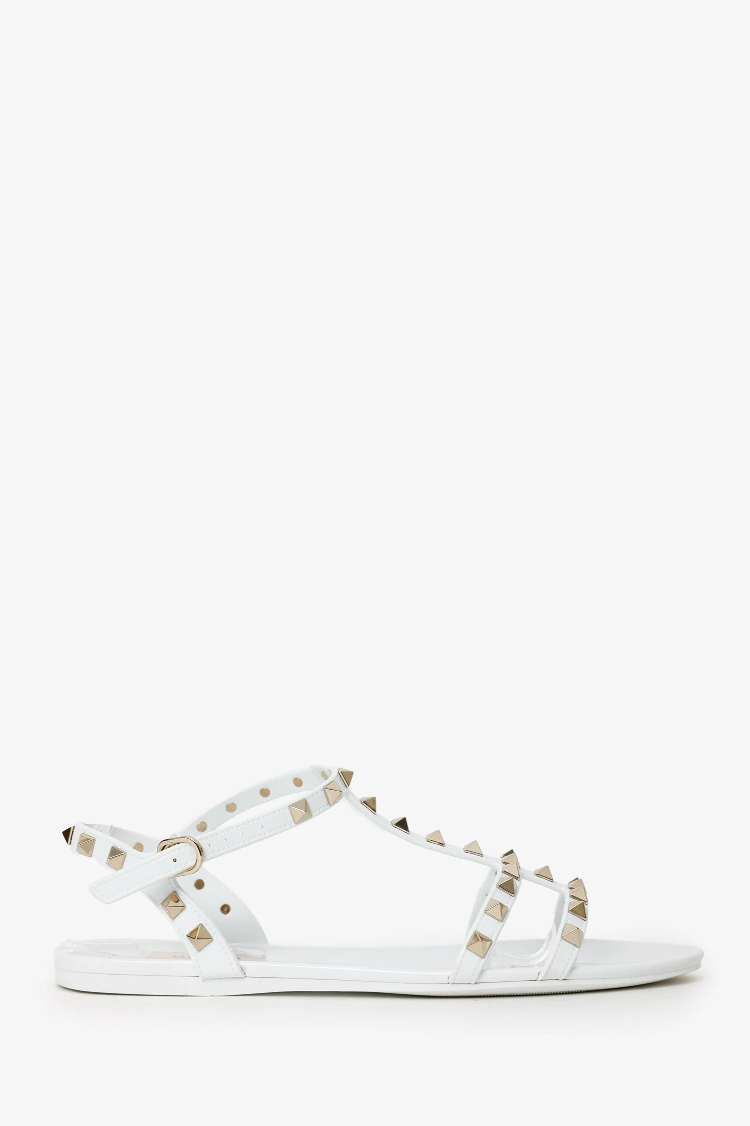 Valentino White Rubber Rockstud Sandals Size 40