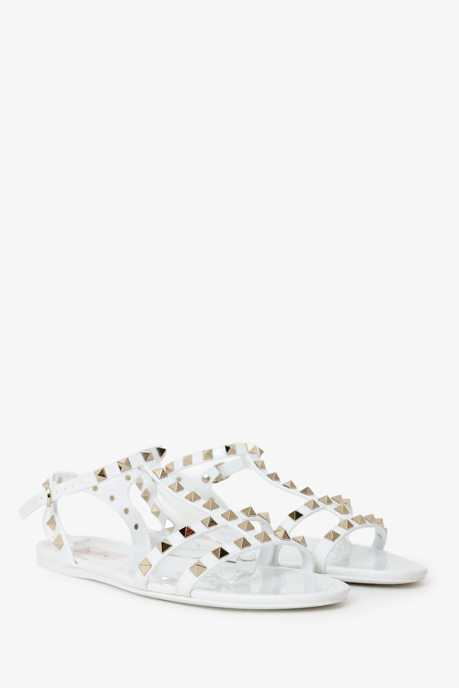 Valentino White Rubber Rockstud Sandals Size 40 - Image 2