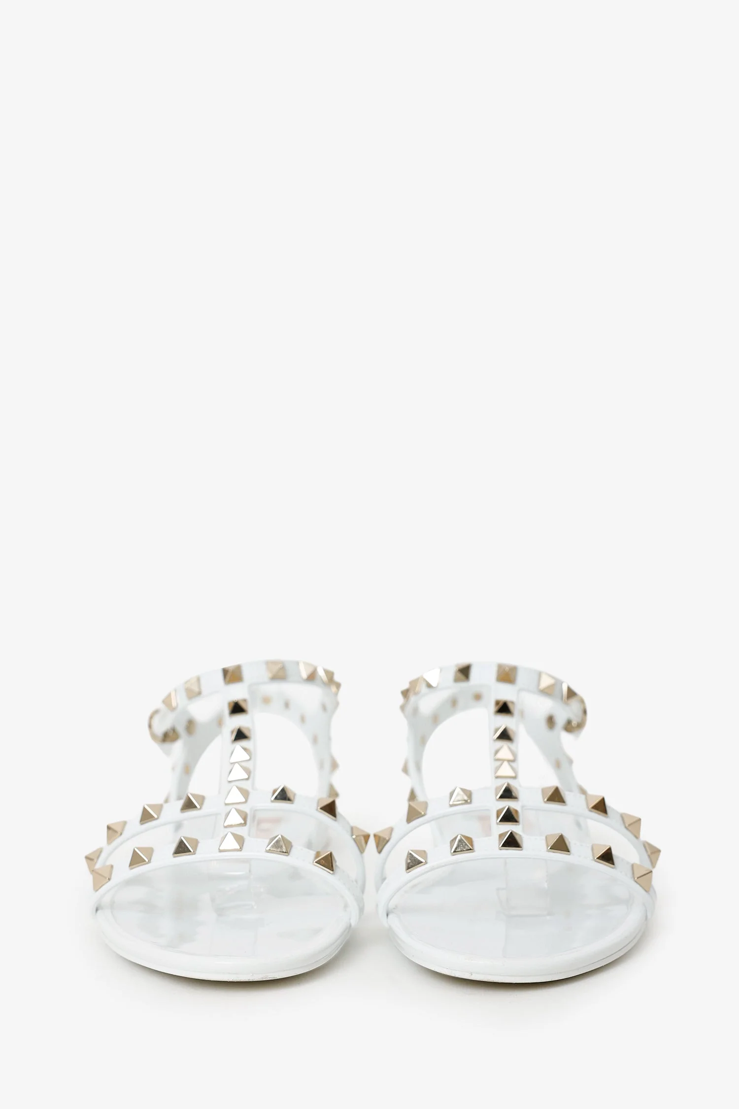 Valentino White Rubber Rockstud Sandals Size 40 - Image 3