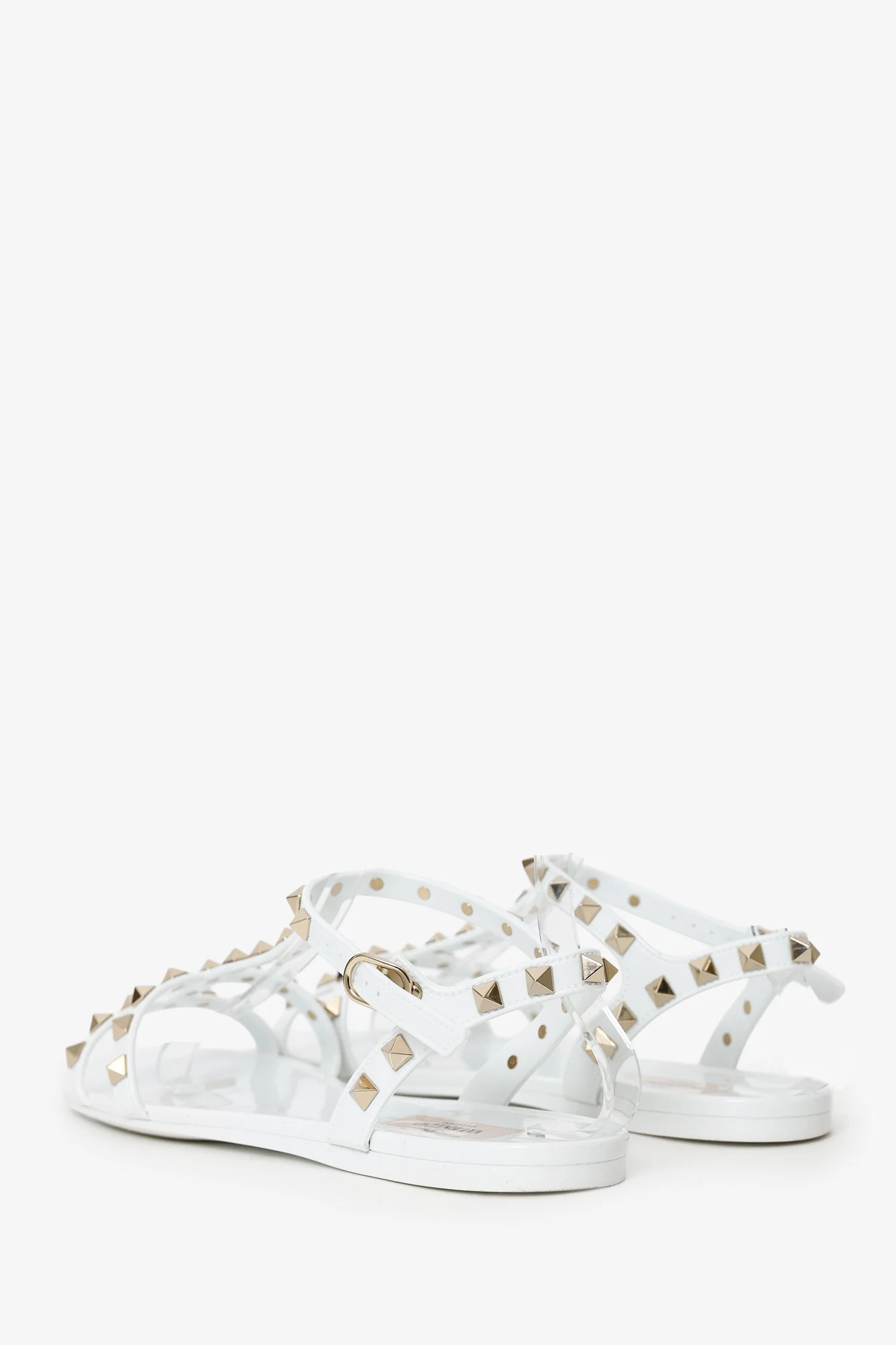 Valentino White Rubber Rockstud Sandals Size 40 - Image 4