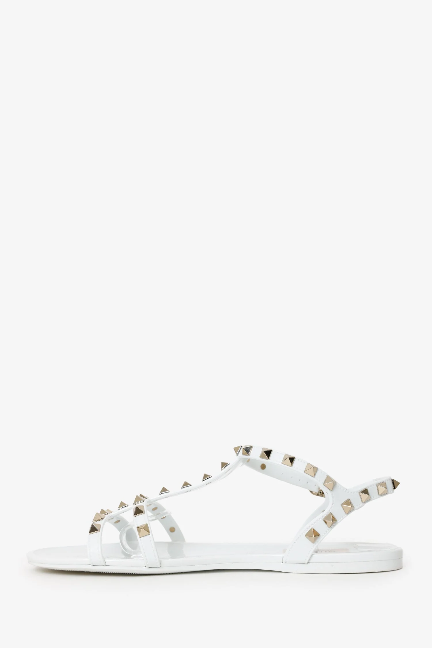 Valentino White Rubber Rockstud Sandals Size 40 - Image 5