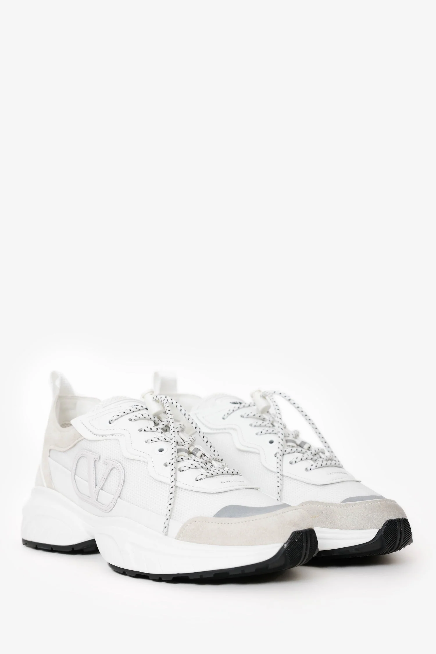 Valentino White VLOGO Shegoes Mesh And Suede Sneakers Size 39 - Image 2