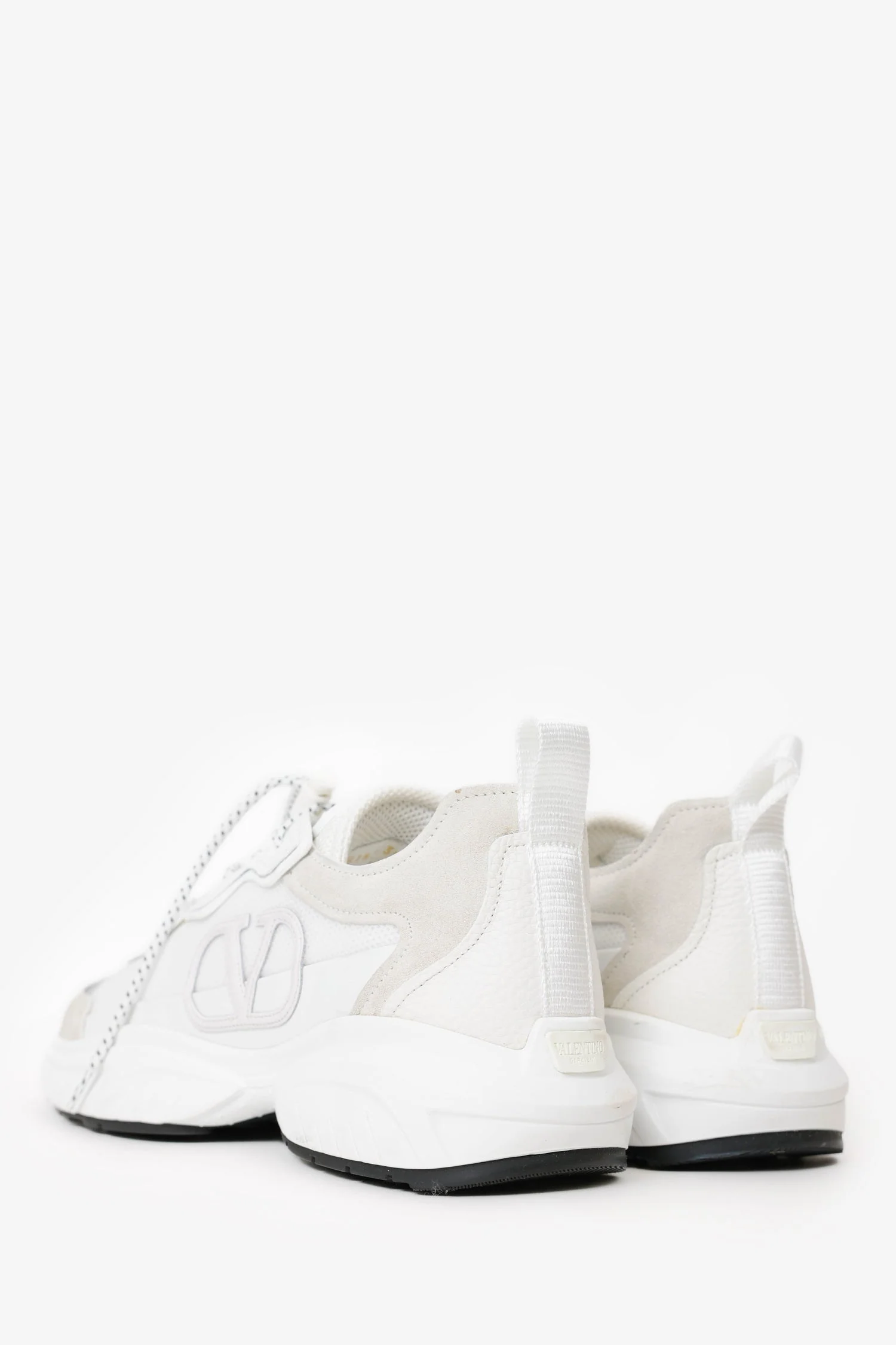 Valentino White VLOGO Shegoes Mesh And Suede Sneakers Size 39 - Image 4