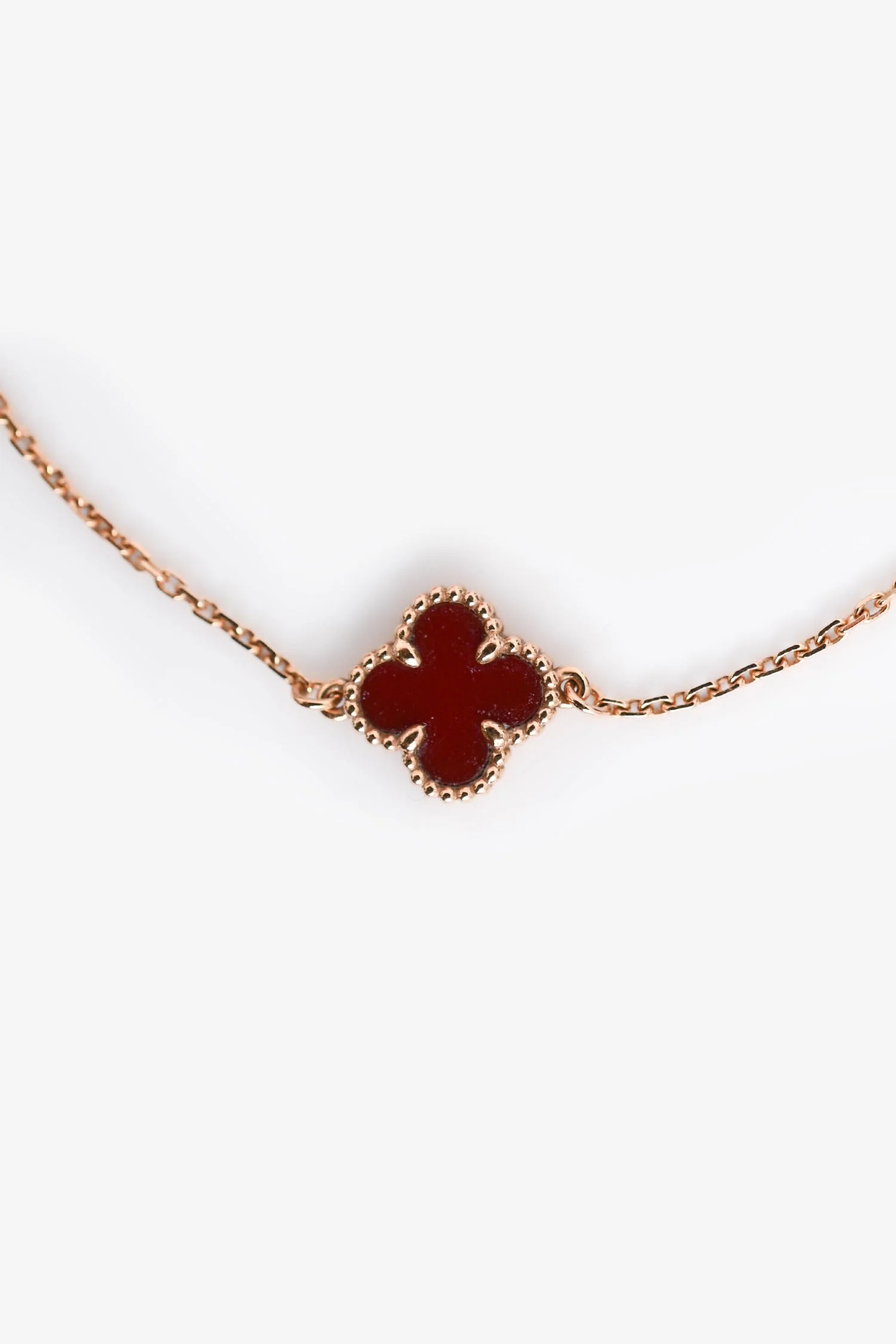 Van Cleef & Arpels 18K Rose Gold/Carnelian Sweet Alhambra Bracelet - Image 2