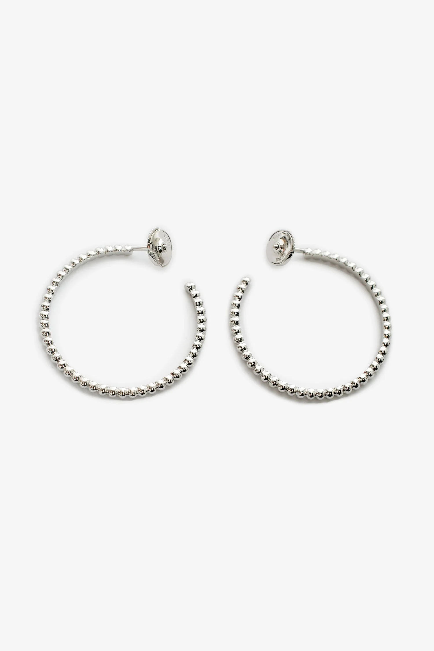 Van Cleef & Arpels 18K White Gold Small Model 'Perlée Pearls' Hoop Earrings - Image 3