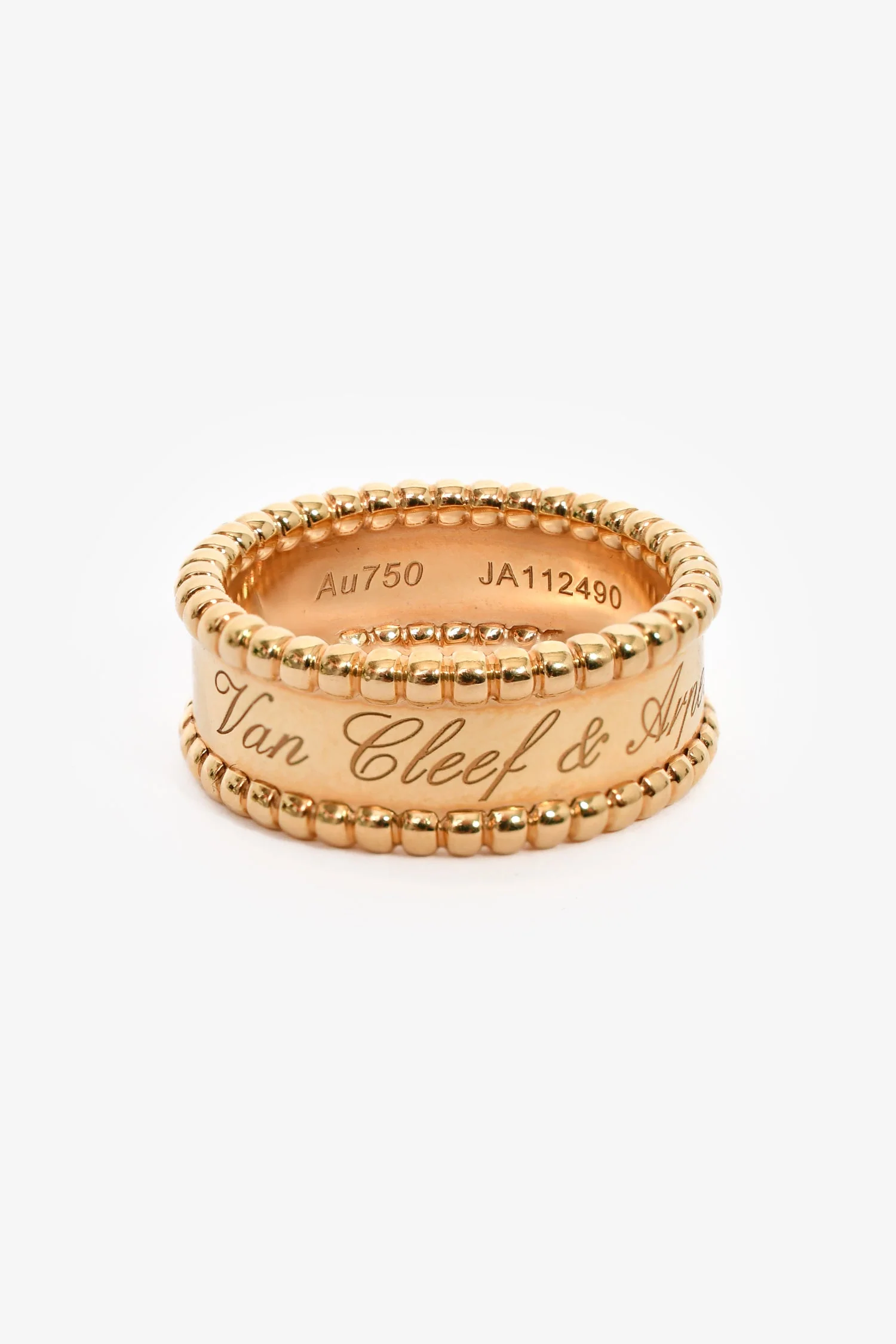 Van Cleef & Arpels 18k Yellow Gold 'Perlée Signature' Ring Size 53 - Image 3
