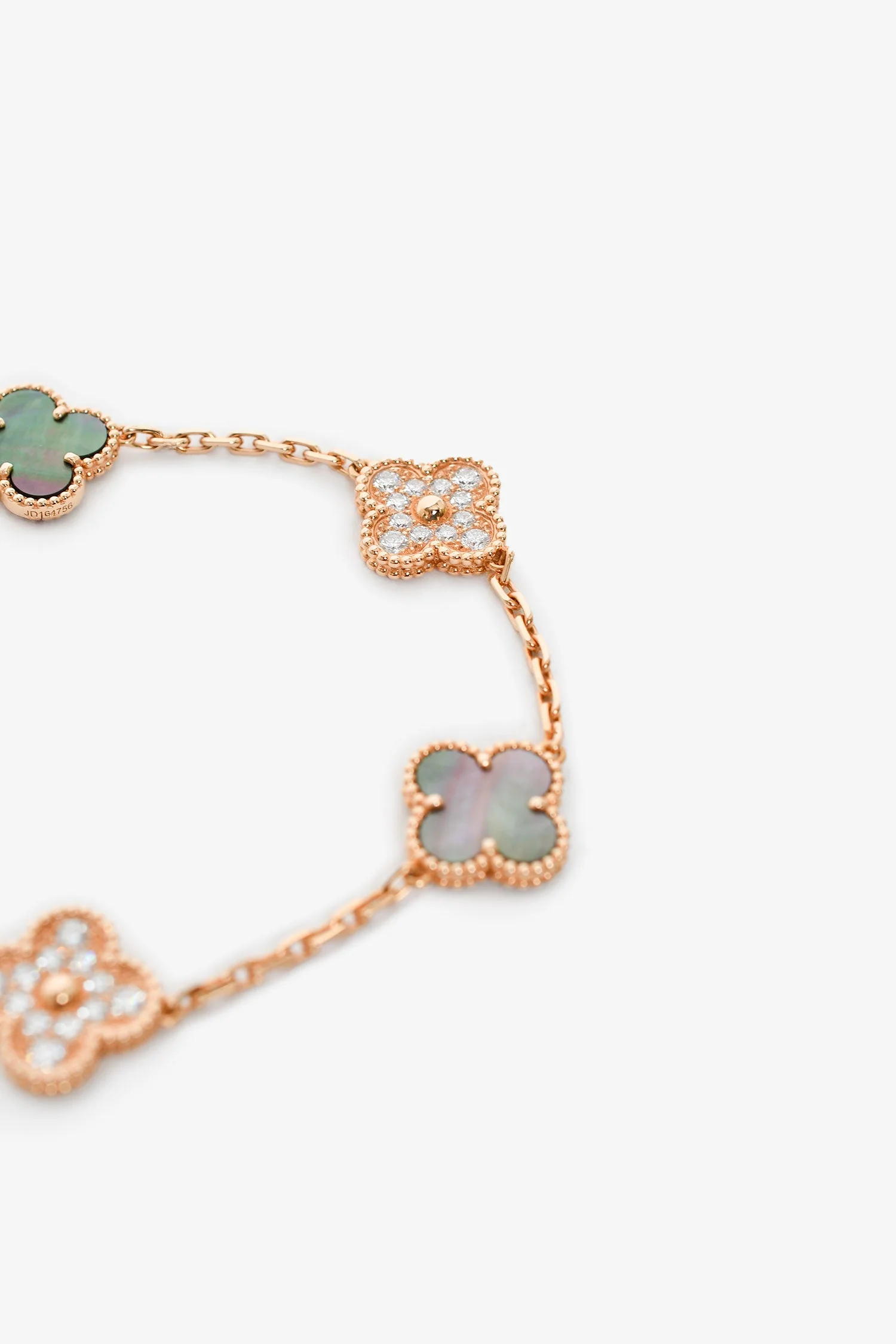 Van Cleef & Arpels 2022 18K Rose Gold/Diamond/Mother of Pearl 5 Motif Bracelet - Image 2
