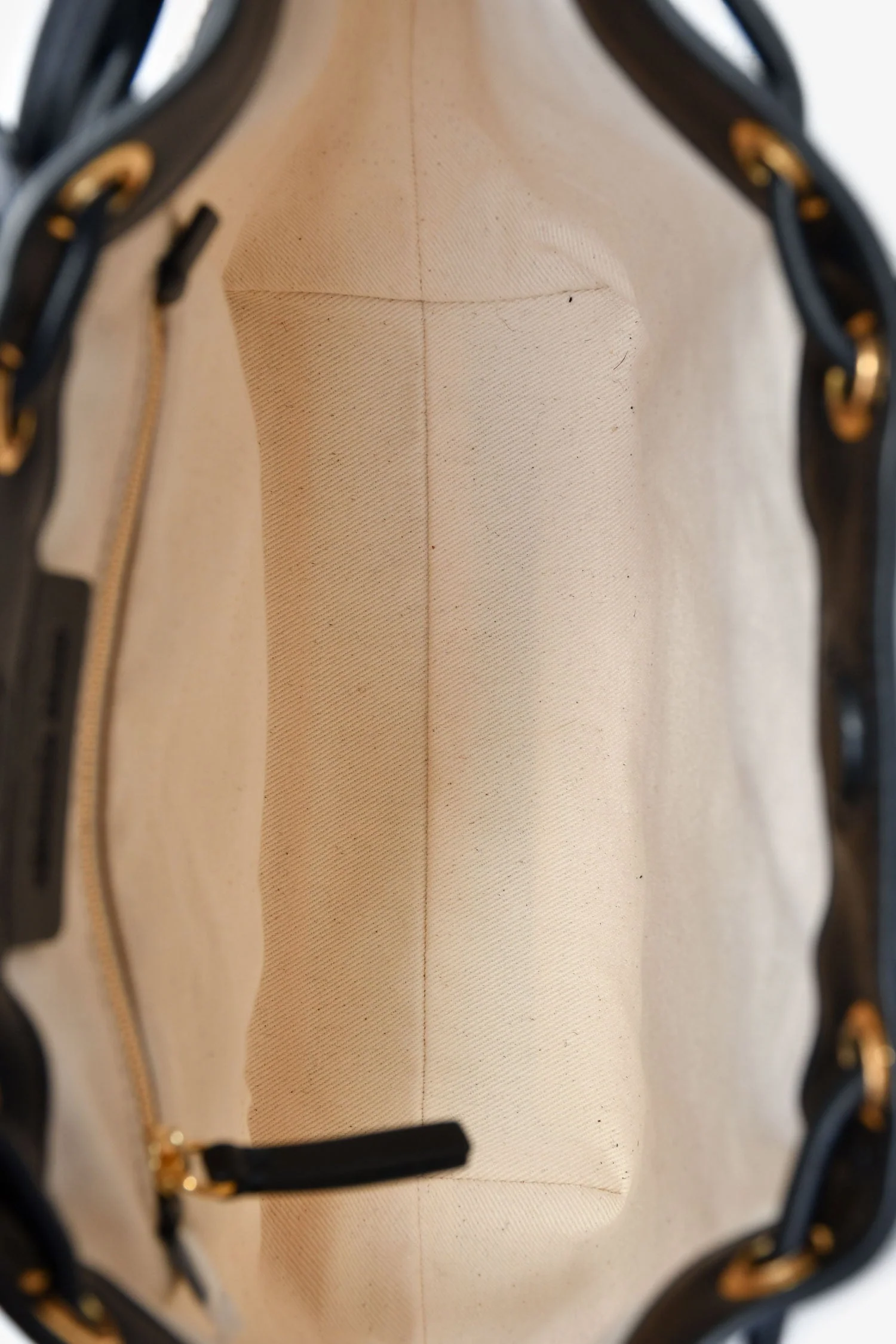 Veronica Beard Beige Canvas/Black Leather Tote With Strap - Image 6
