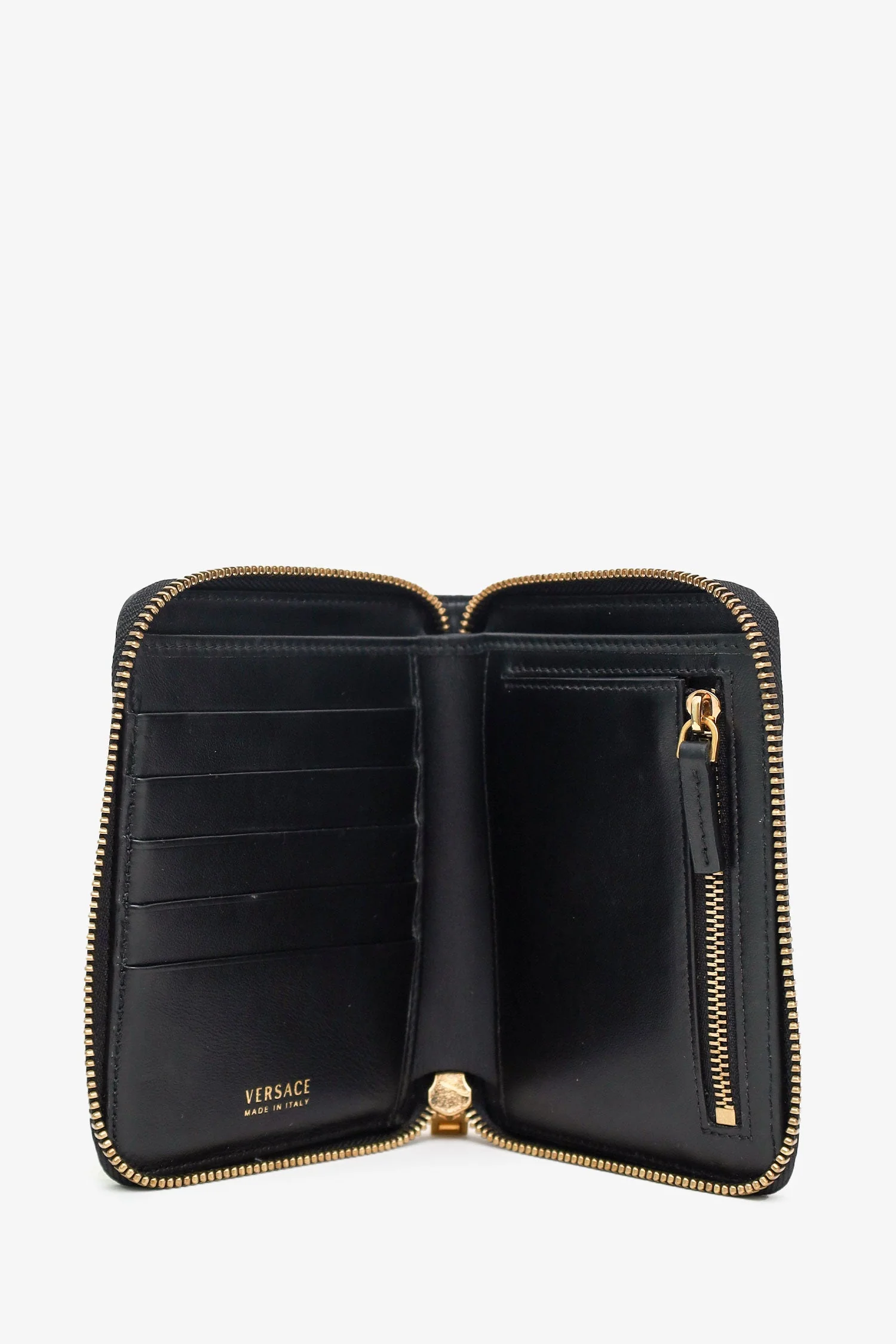 Versace Barocco Print GHW Leather Medusa Zip Wallet - Image 6