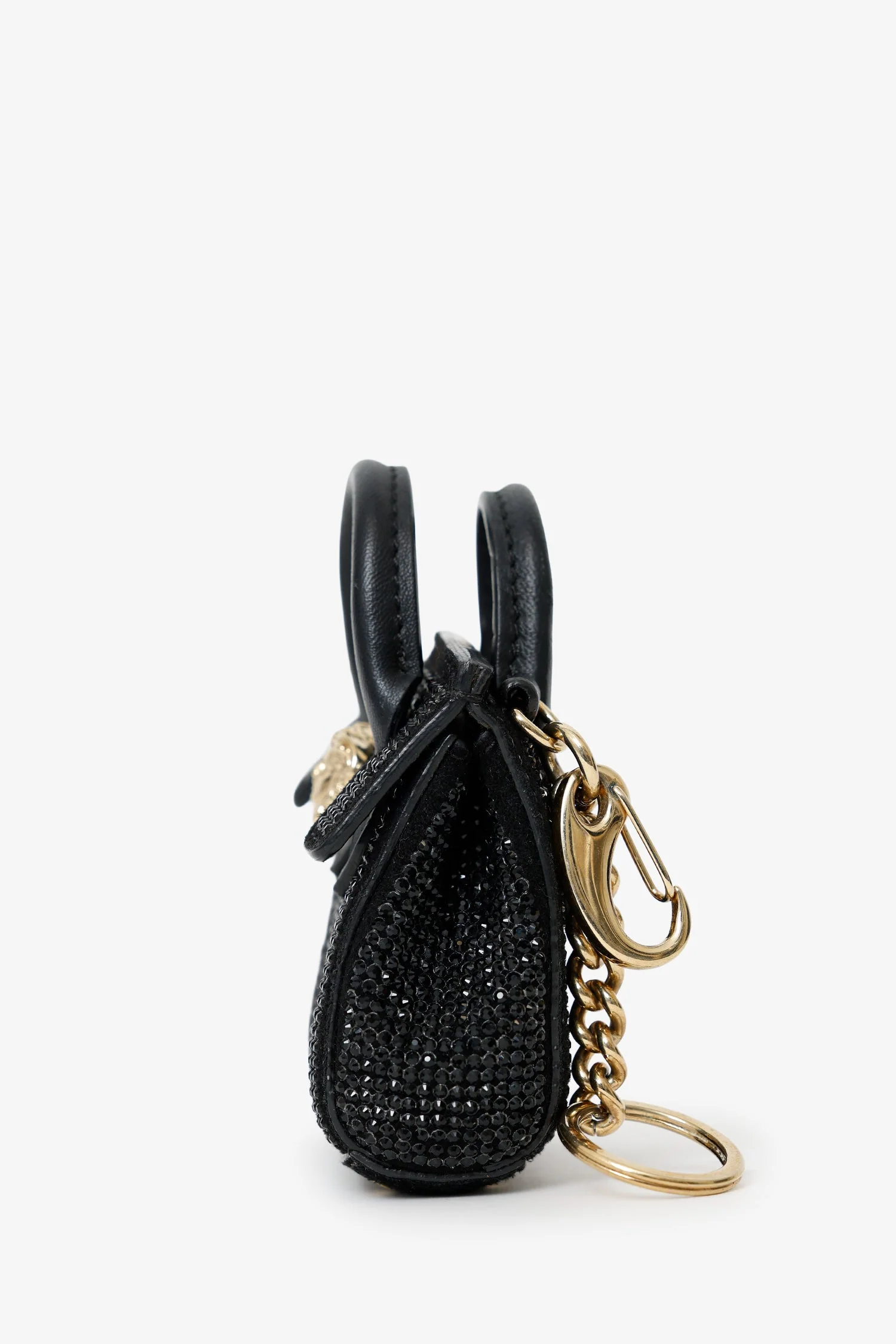 Versace Black Crystal Embellished Medusa Key Pouch - Image 4