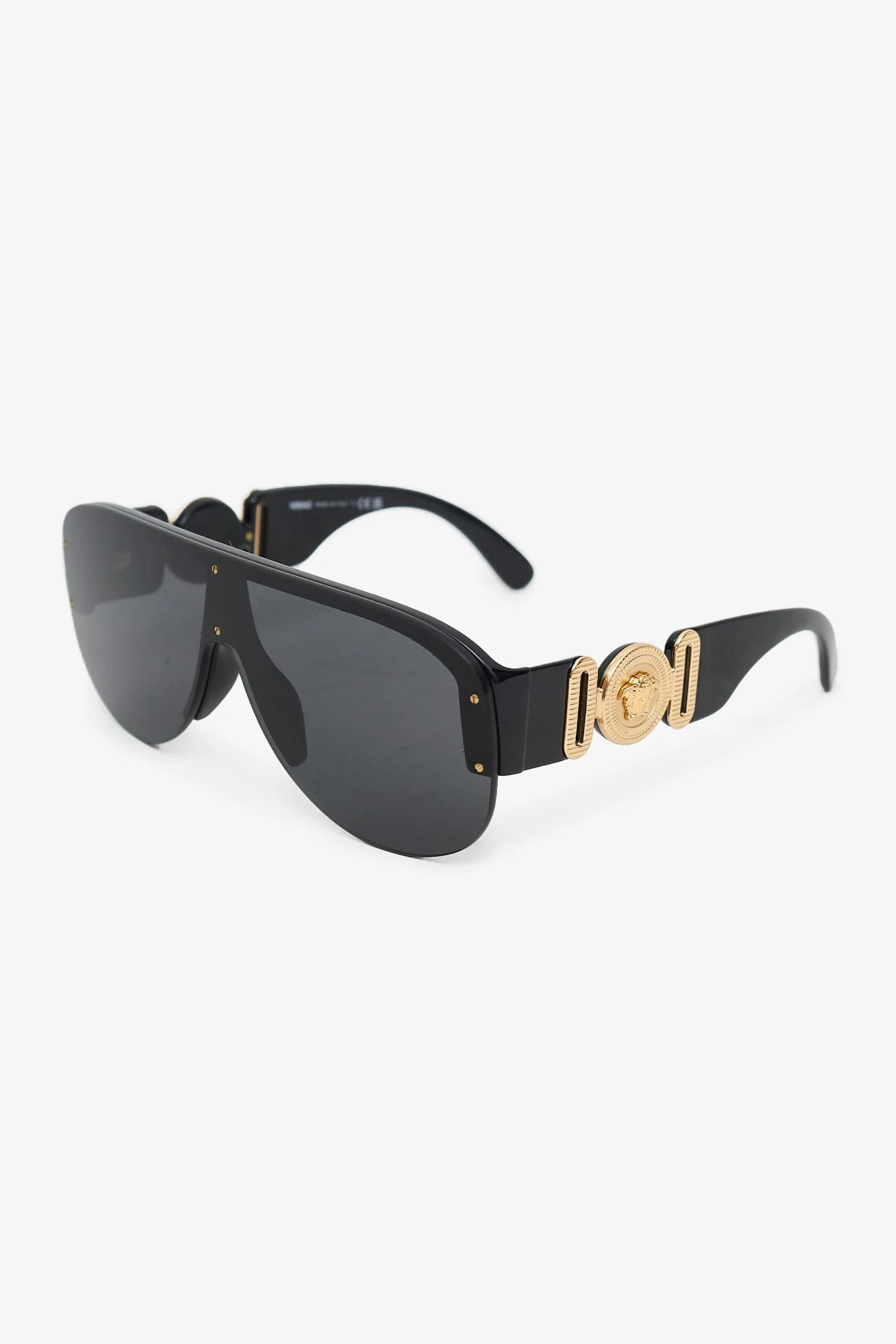 Versace Black Frame Medusa Biggie Shield Sunglasses - Image 2