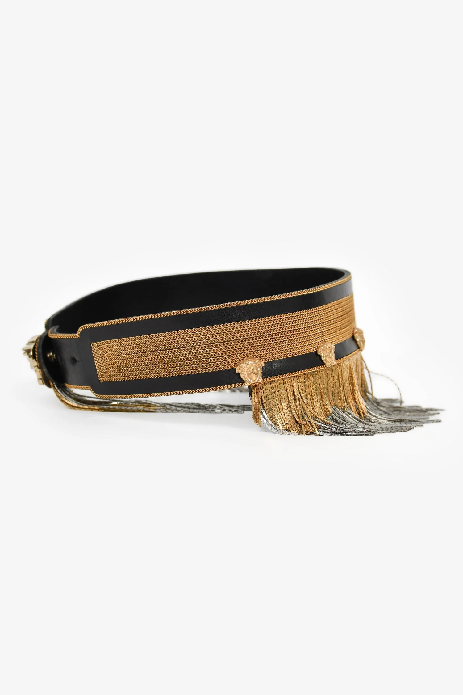 Versace Black/Gold Toned Metal Fringe Choker + Bracelet Set - Image 5